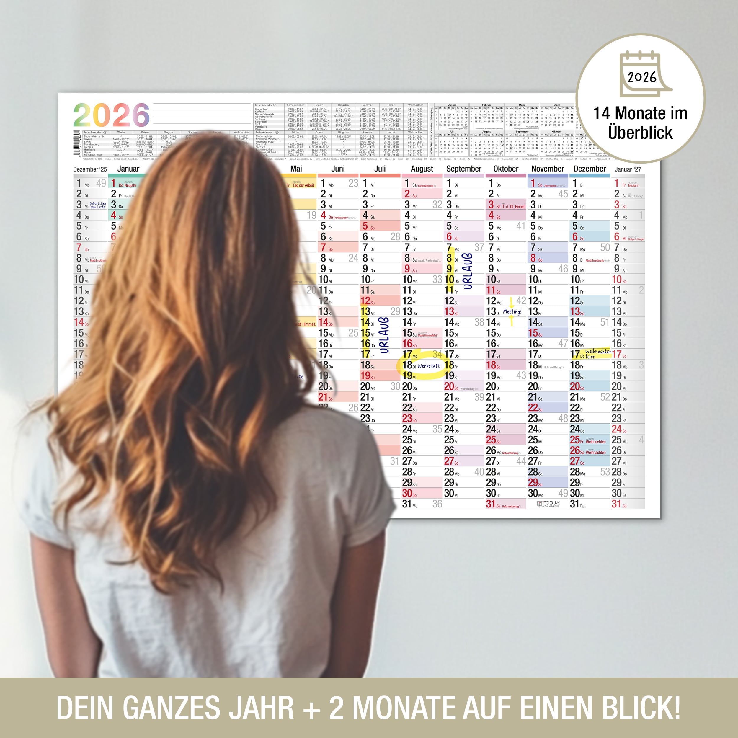 Wandkalender A2 2026 "bunt"