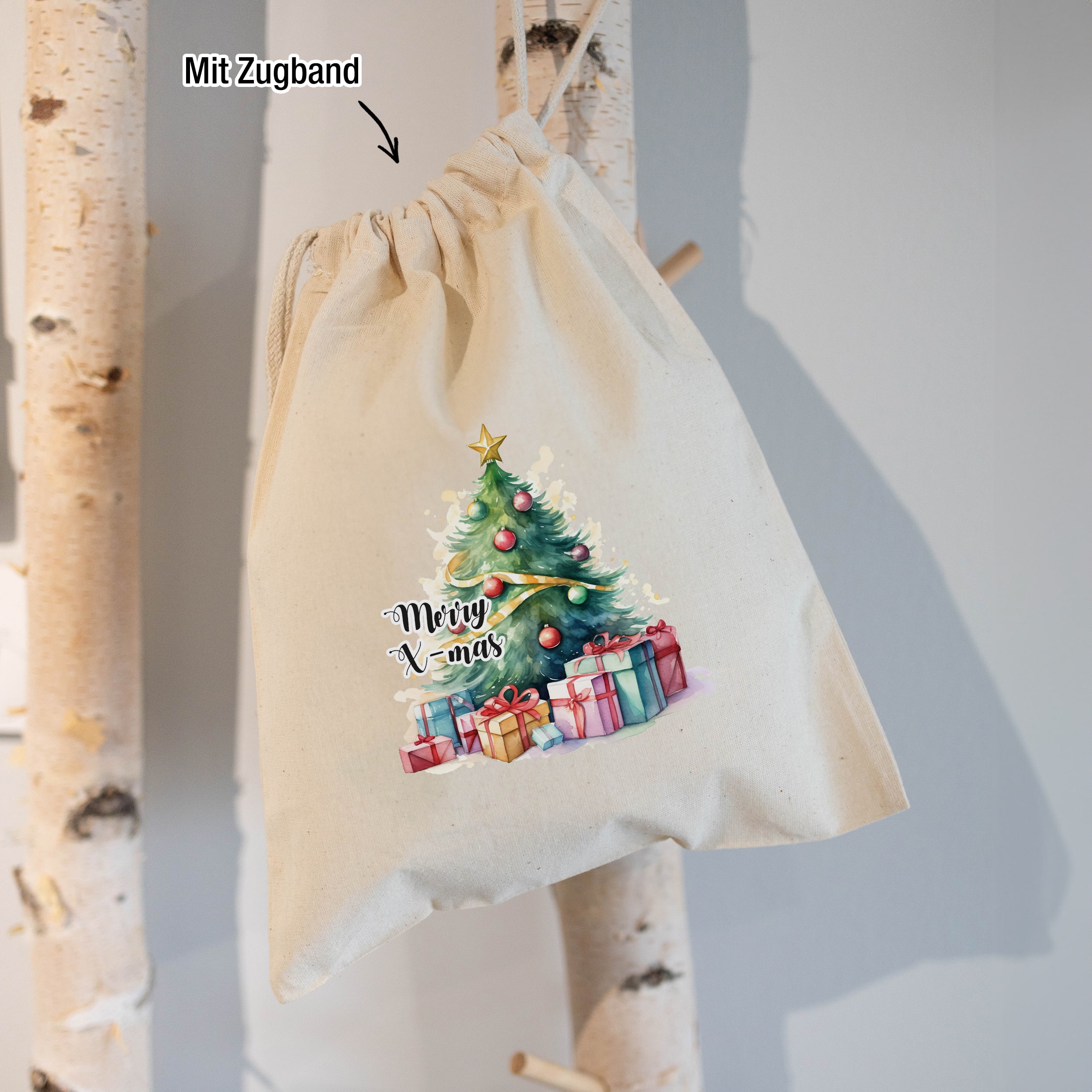 Weihnachtsbeutel Baumwolle Bunt 3er Set