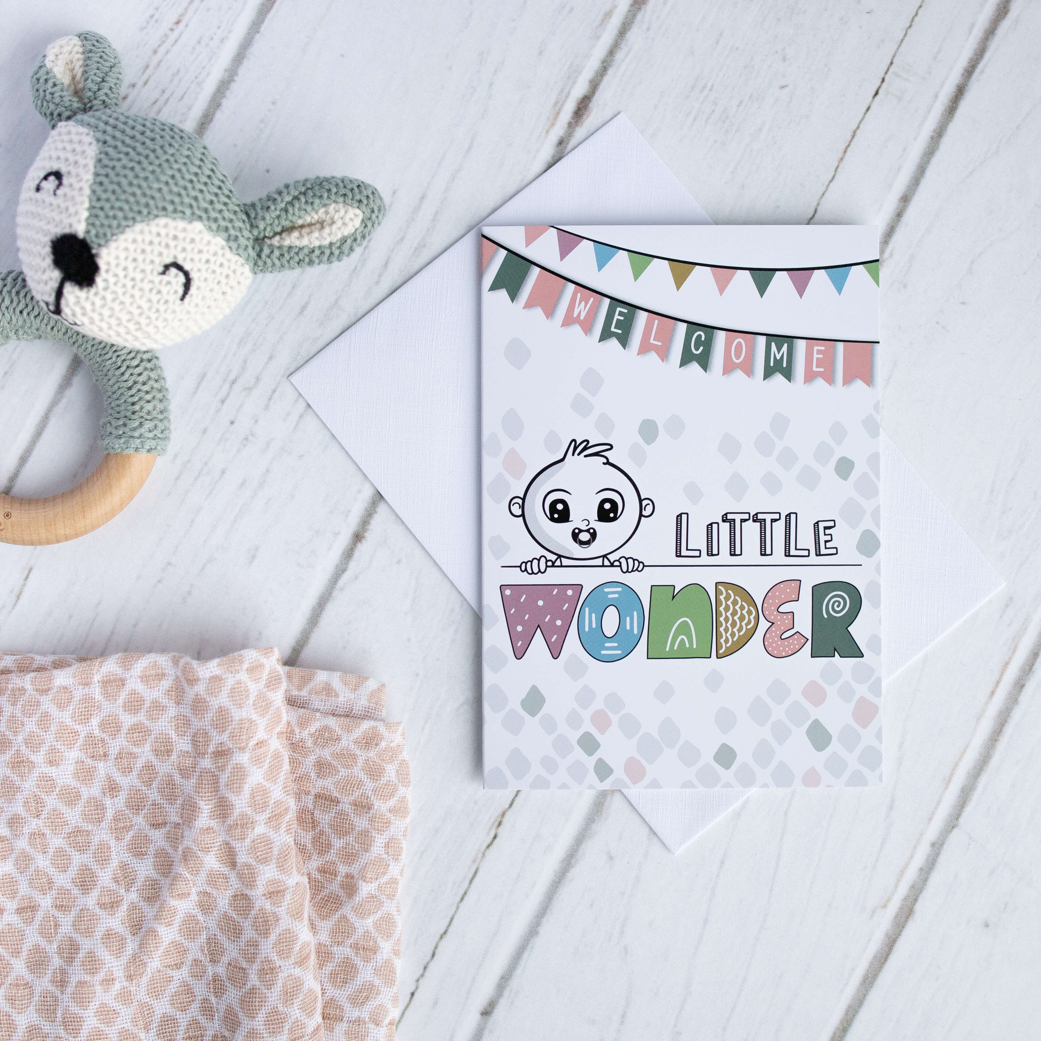 Glanzeffekt Glückwunschkarte zur Geburt