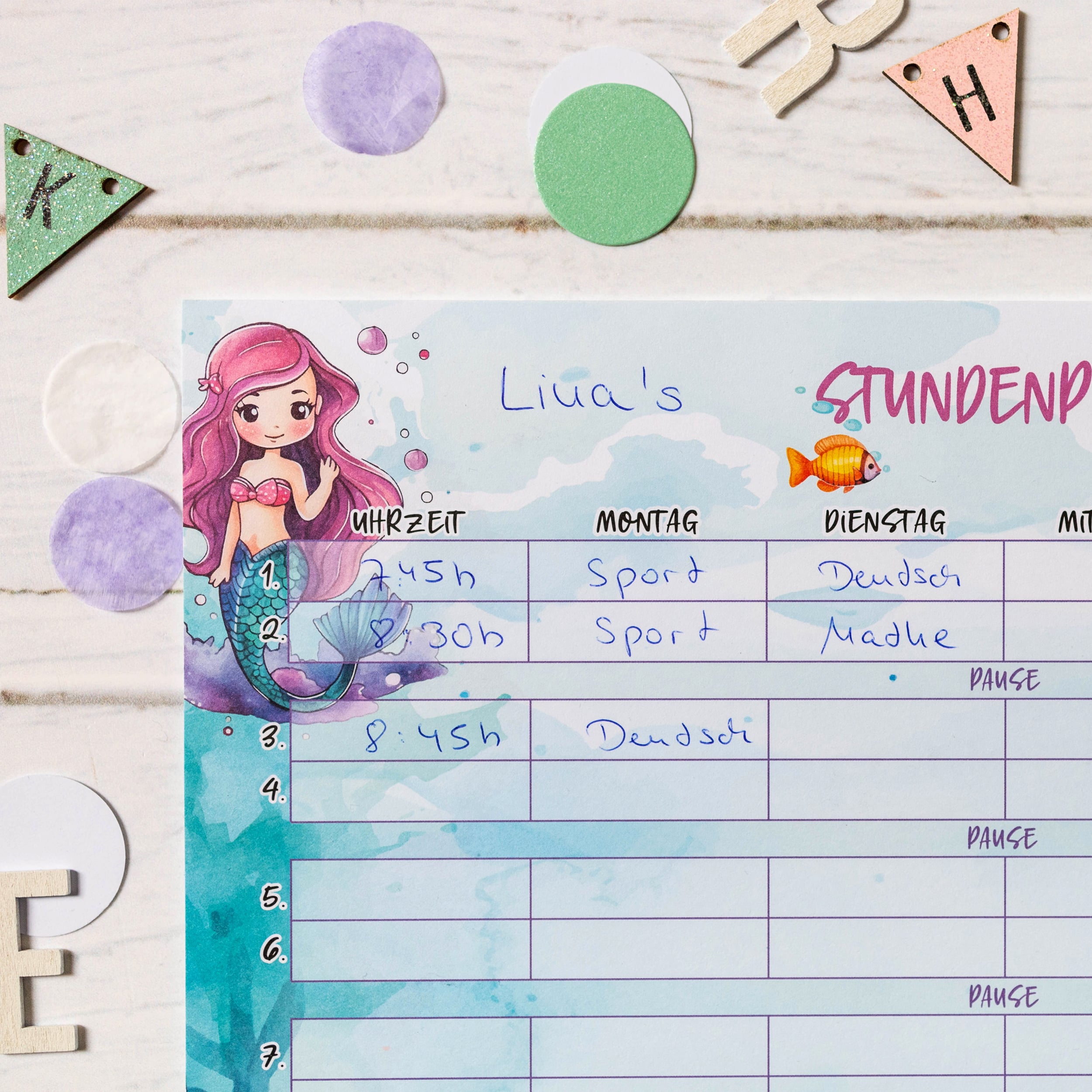 Stundenplan Block "Meerjungfrau"