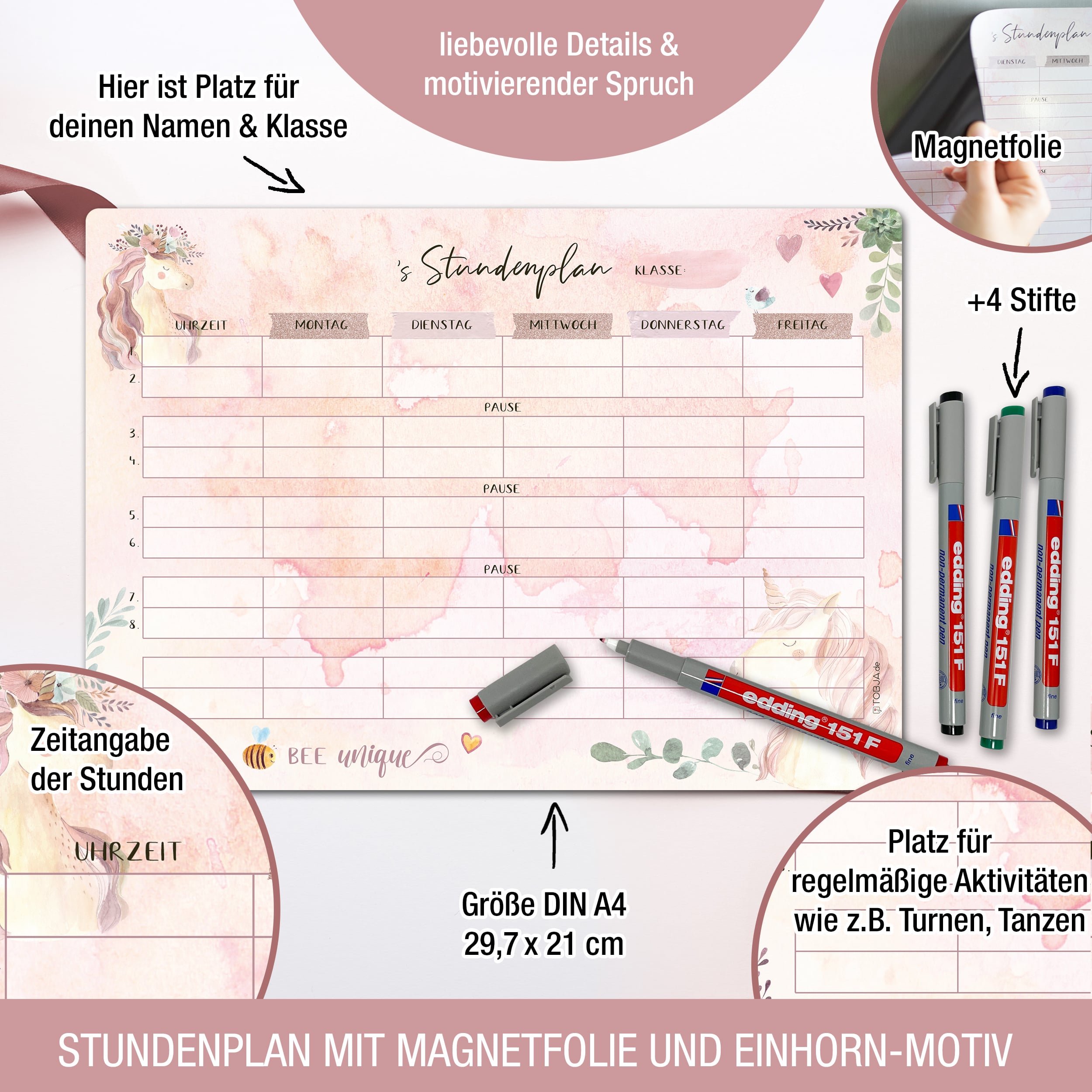 Stundenplan magnetisch +4 Stifte Stundenplan magnetisch +4 Stifte