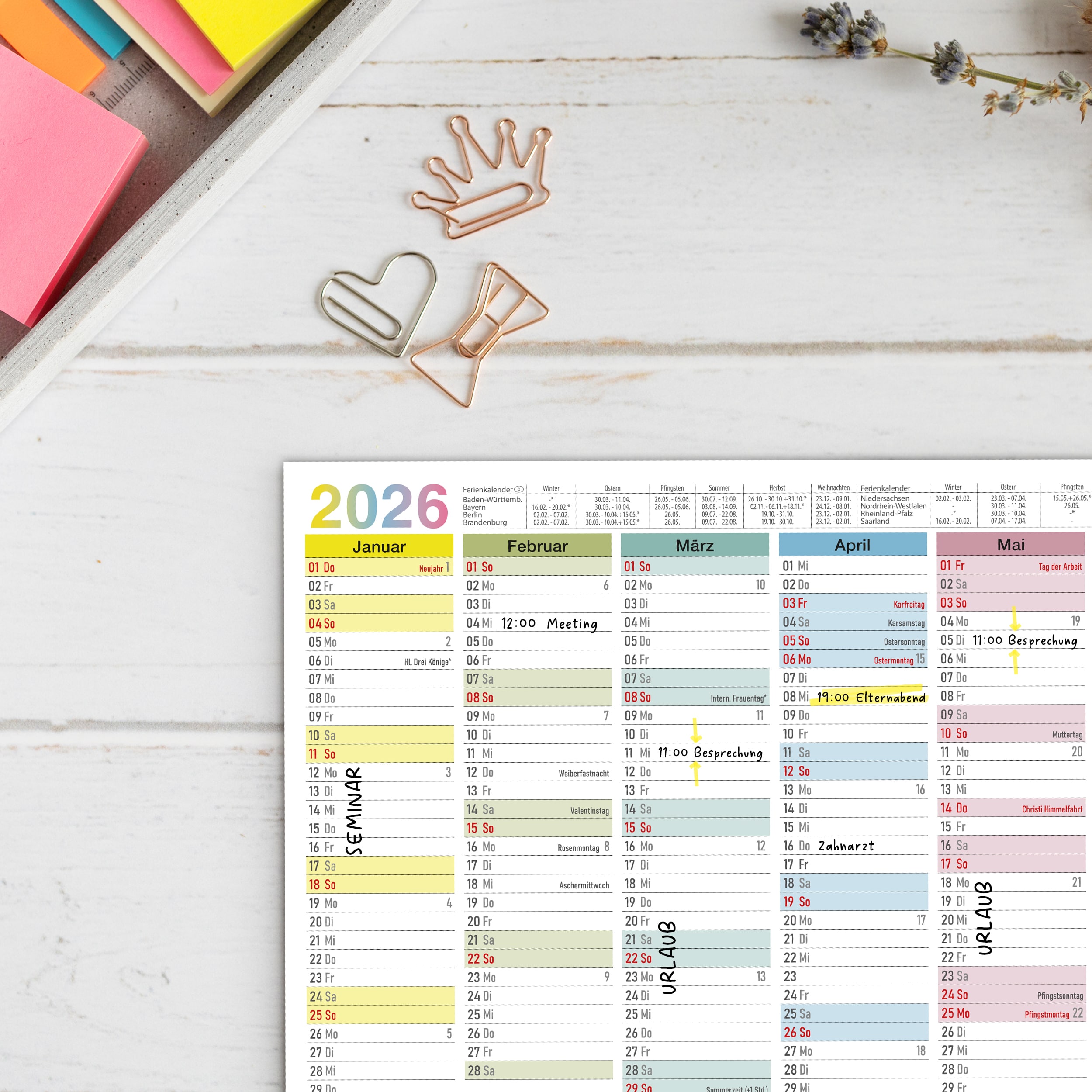 Tafelkalender 2026 "bunt" Tafelkalender 2026 "bunt"