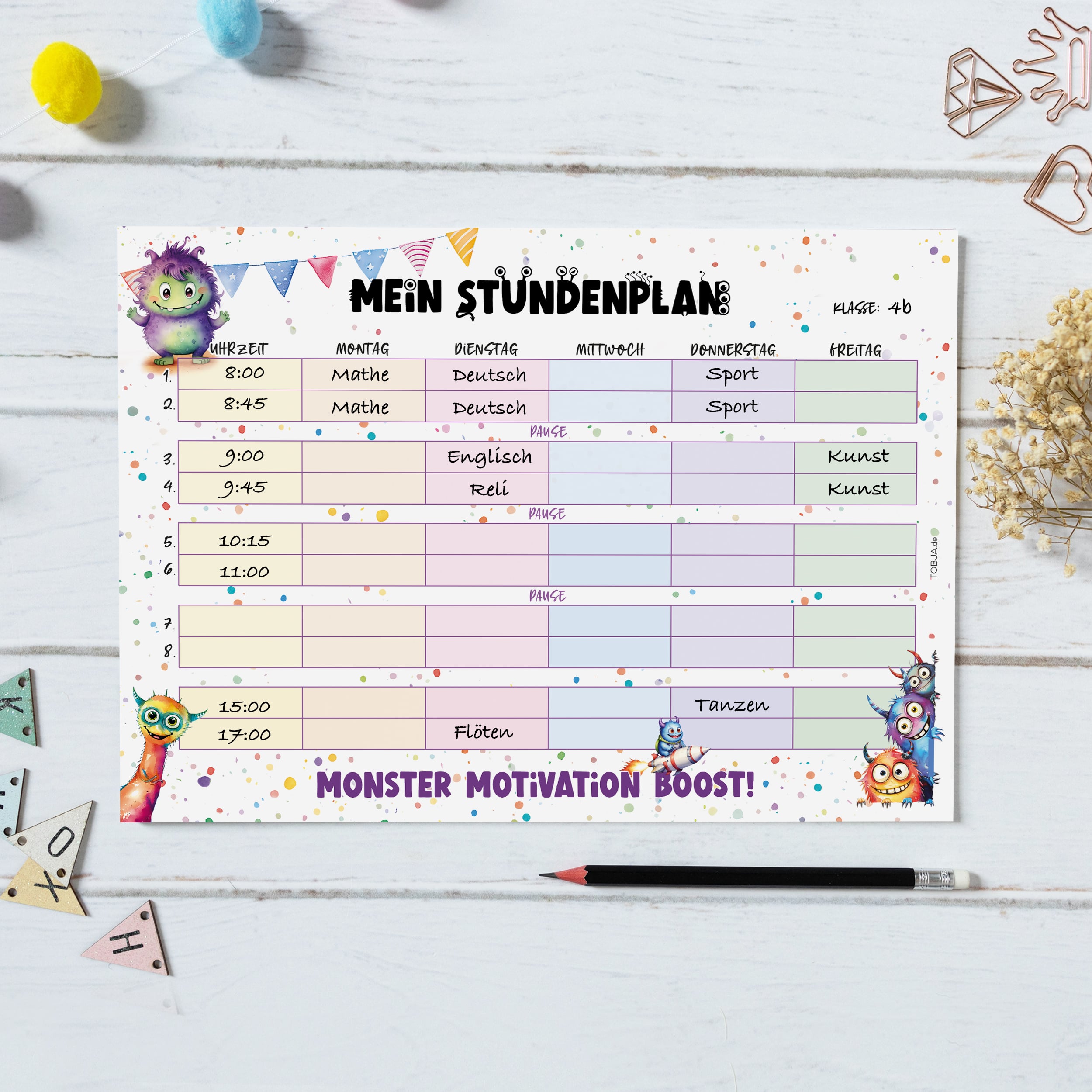 Stundenplan Block "Monster"