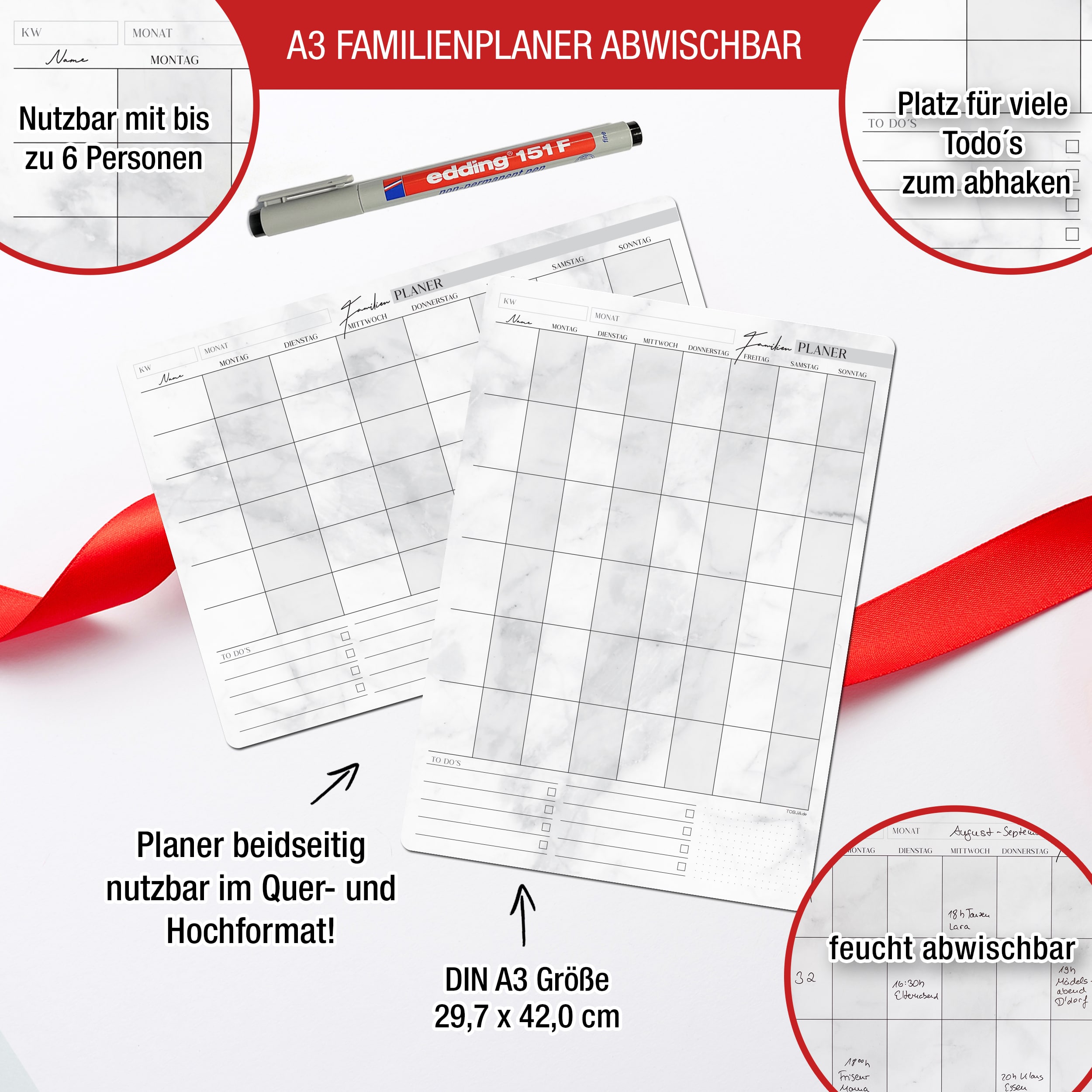 Familienplaner A3 abwischbar Familienplaner A3 abwischbar