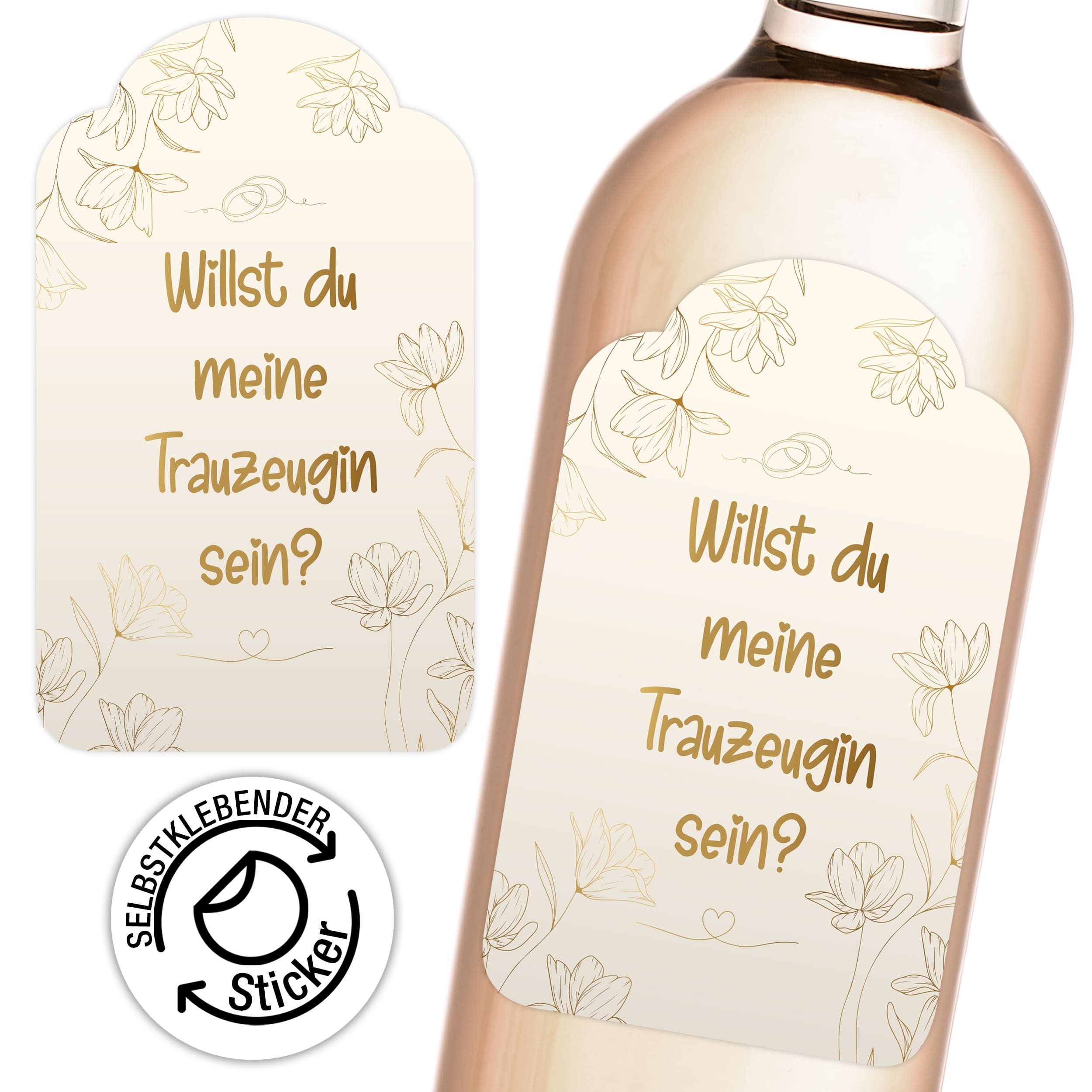 Trauzeugin Aufkleber Beige