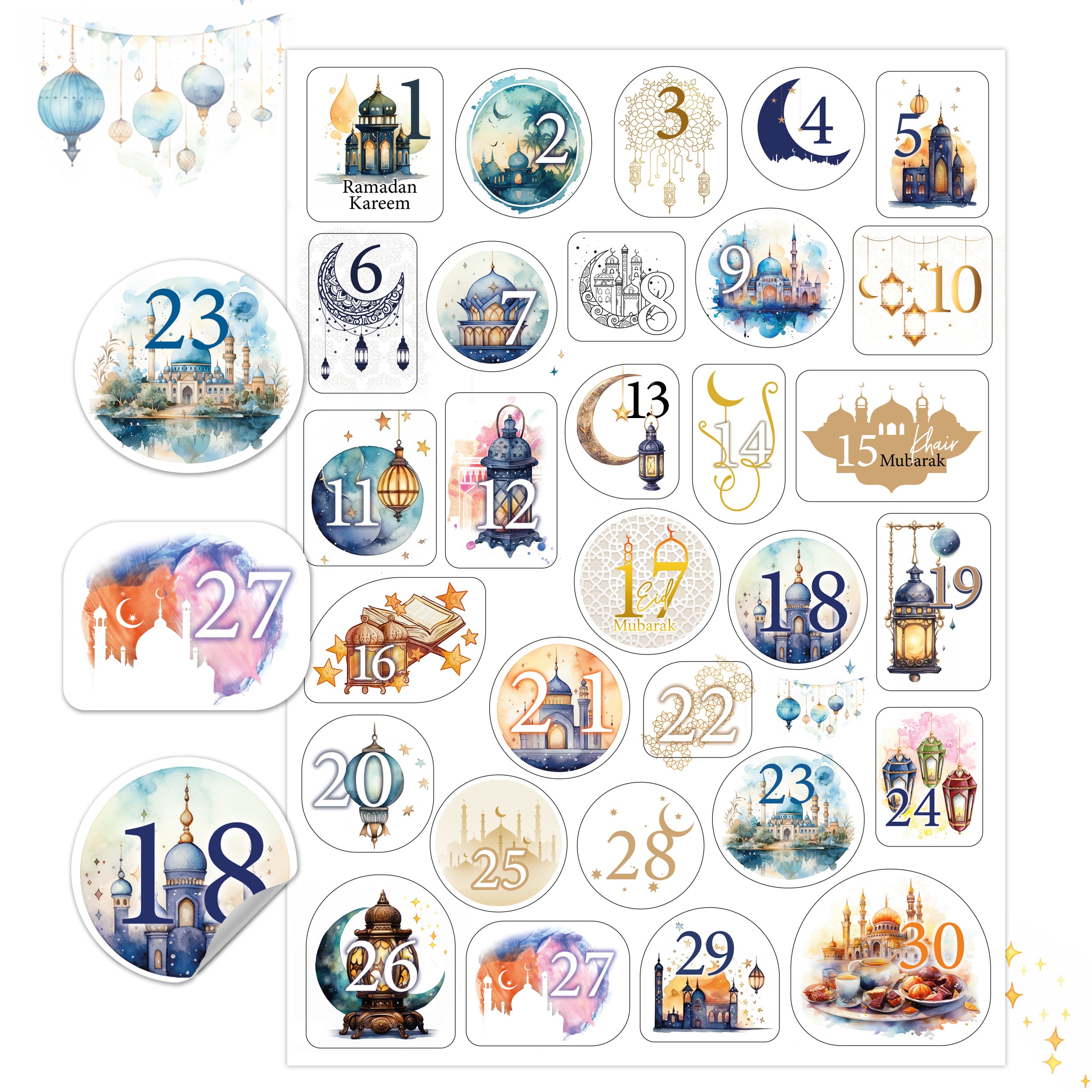 Ramadan Aufkleber Set 30x