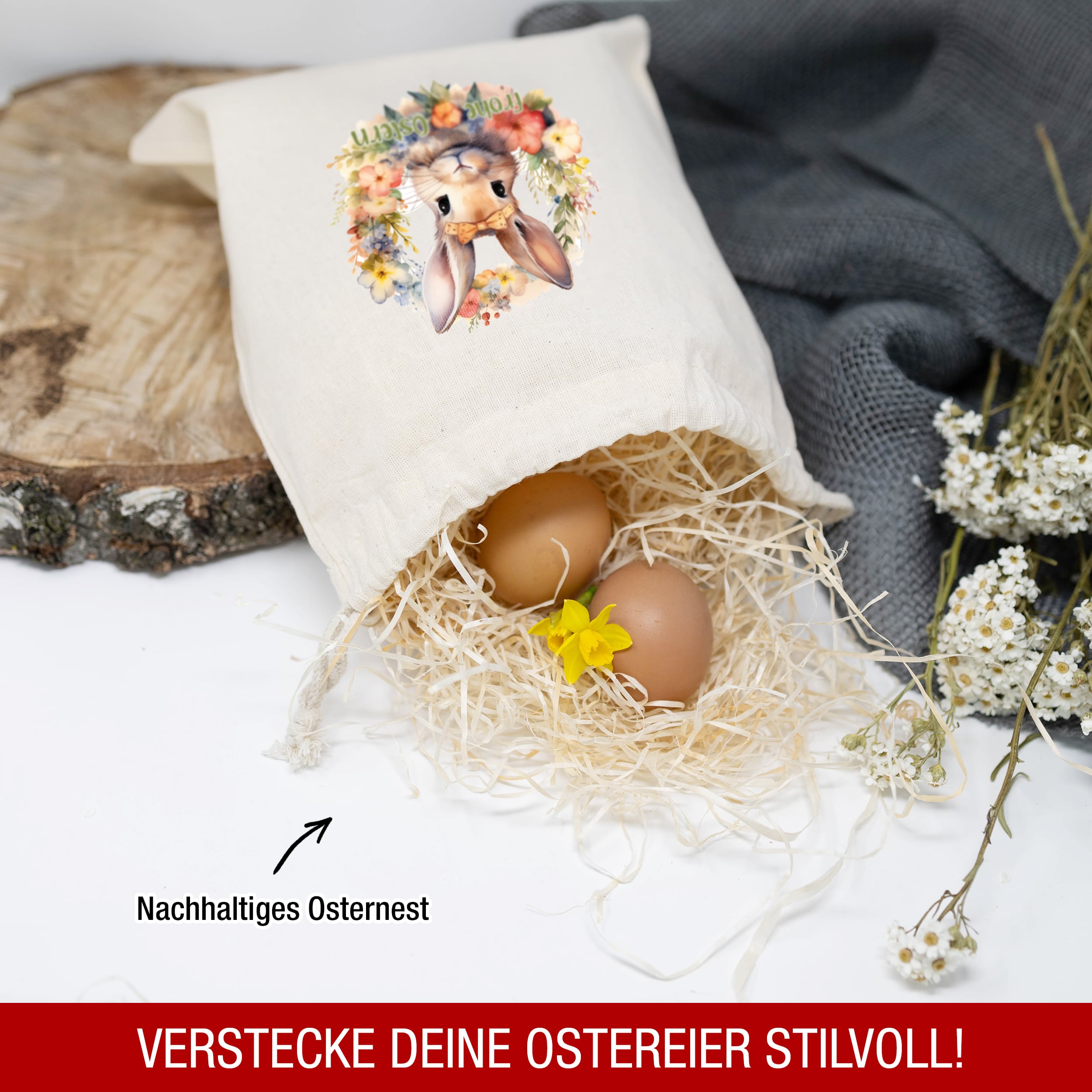 Osterbeutel Hasen Bunt 3x Osterbeutel Hasen Bunt 3x