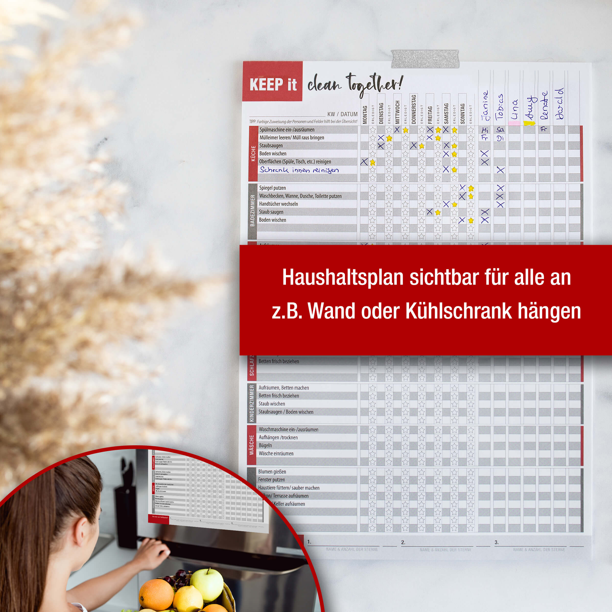 Haushaltsplaner Block für Familien "clean room"