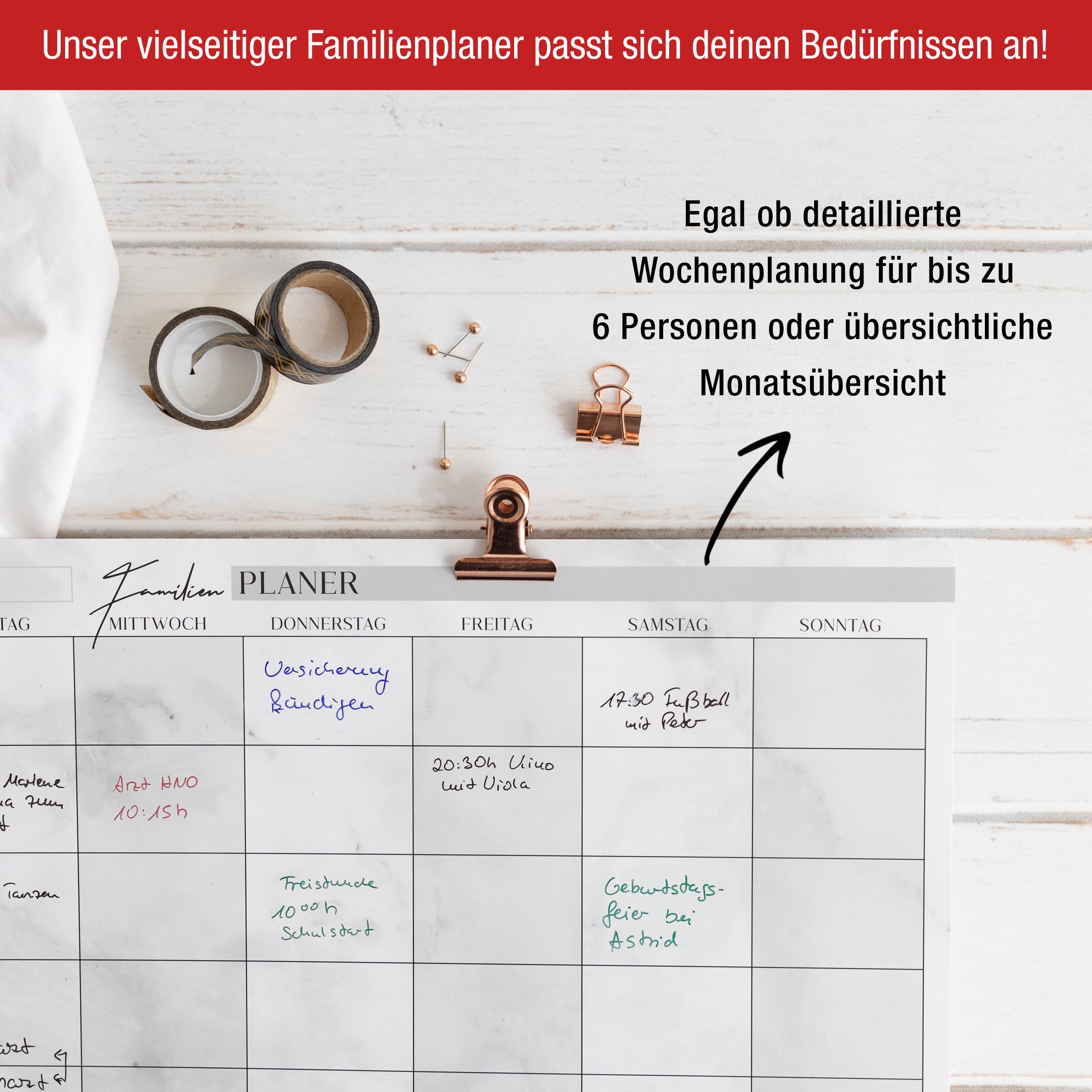 Familienplaner magnetisch +4 Stifte bunt
