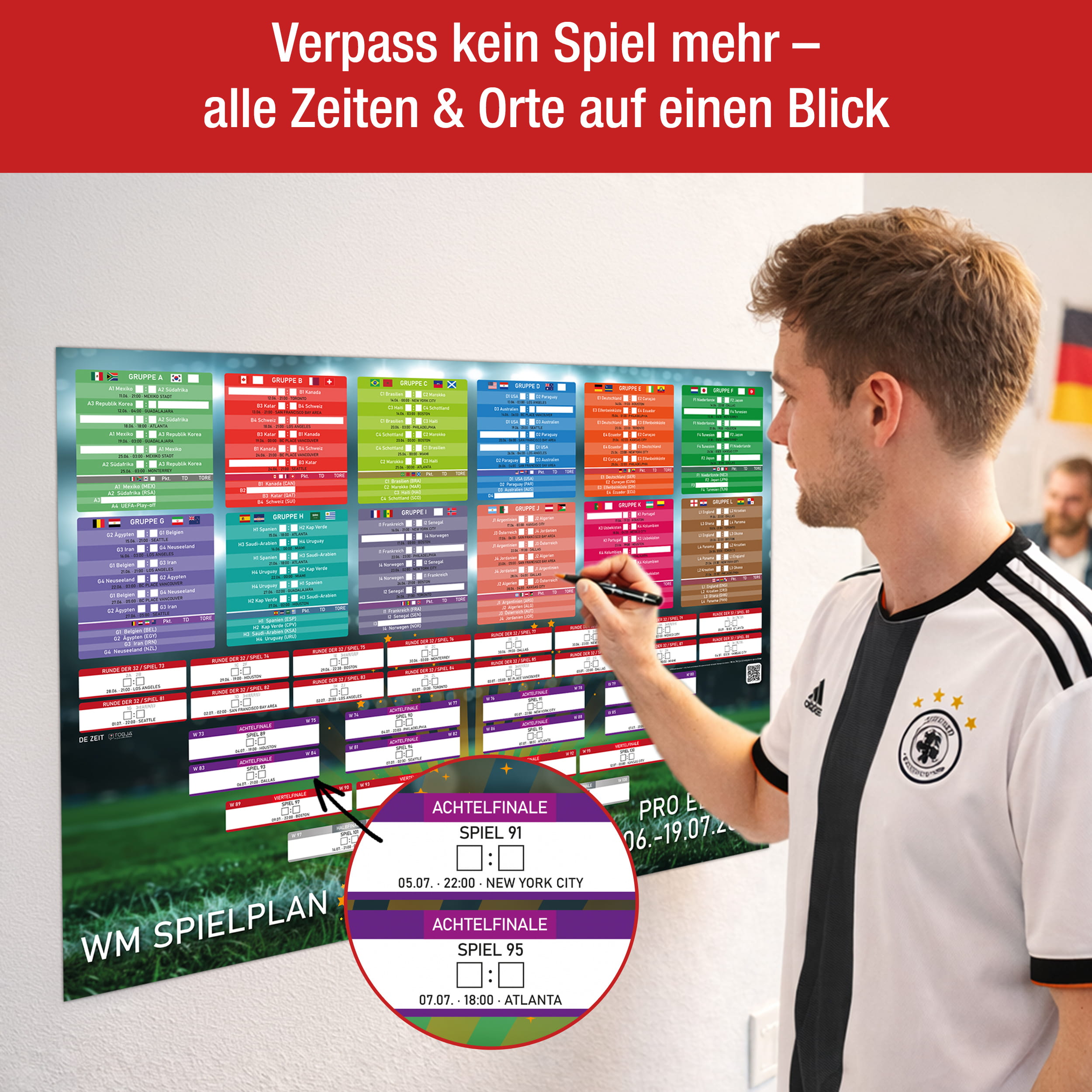 WM 2026 Spielplan DIN A1 – Fußball Poster zum Eintragen