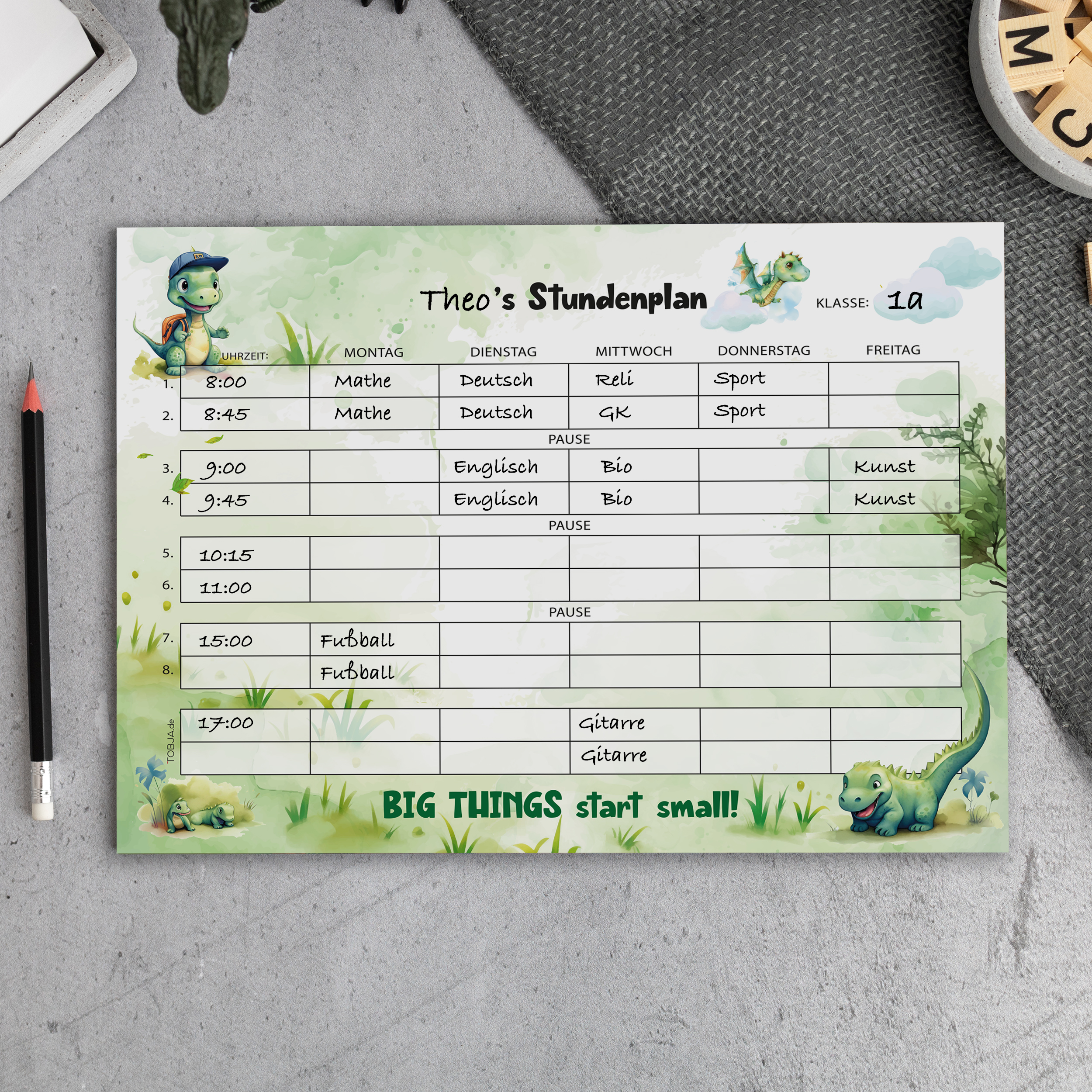 Stundenplan Block "Dino Drache"