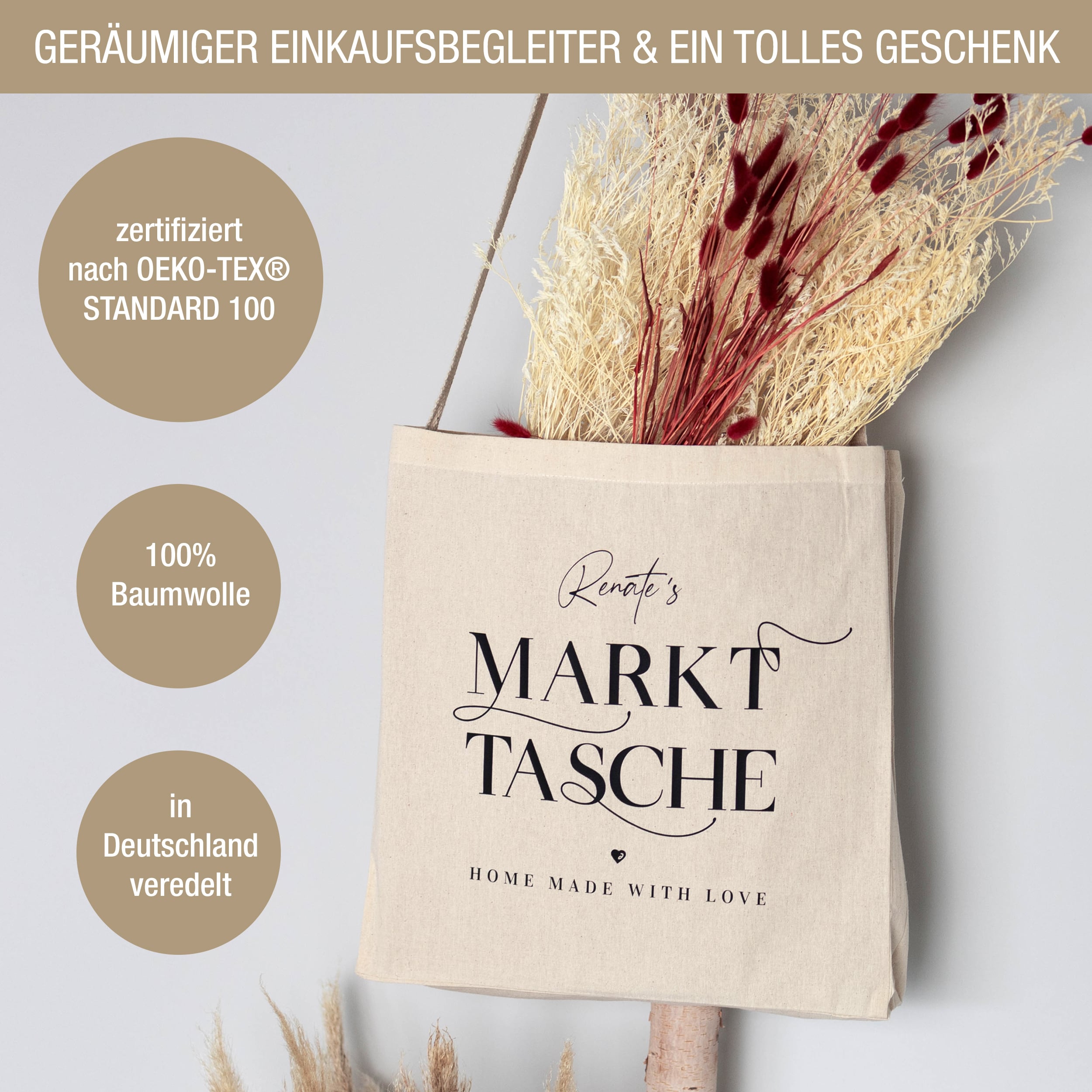 Markttasche Deluxe: Personalisierbar & umweltfreundlich Markttasche Deluxe: Personalisierbar & umweltfreundlich