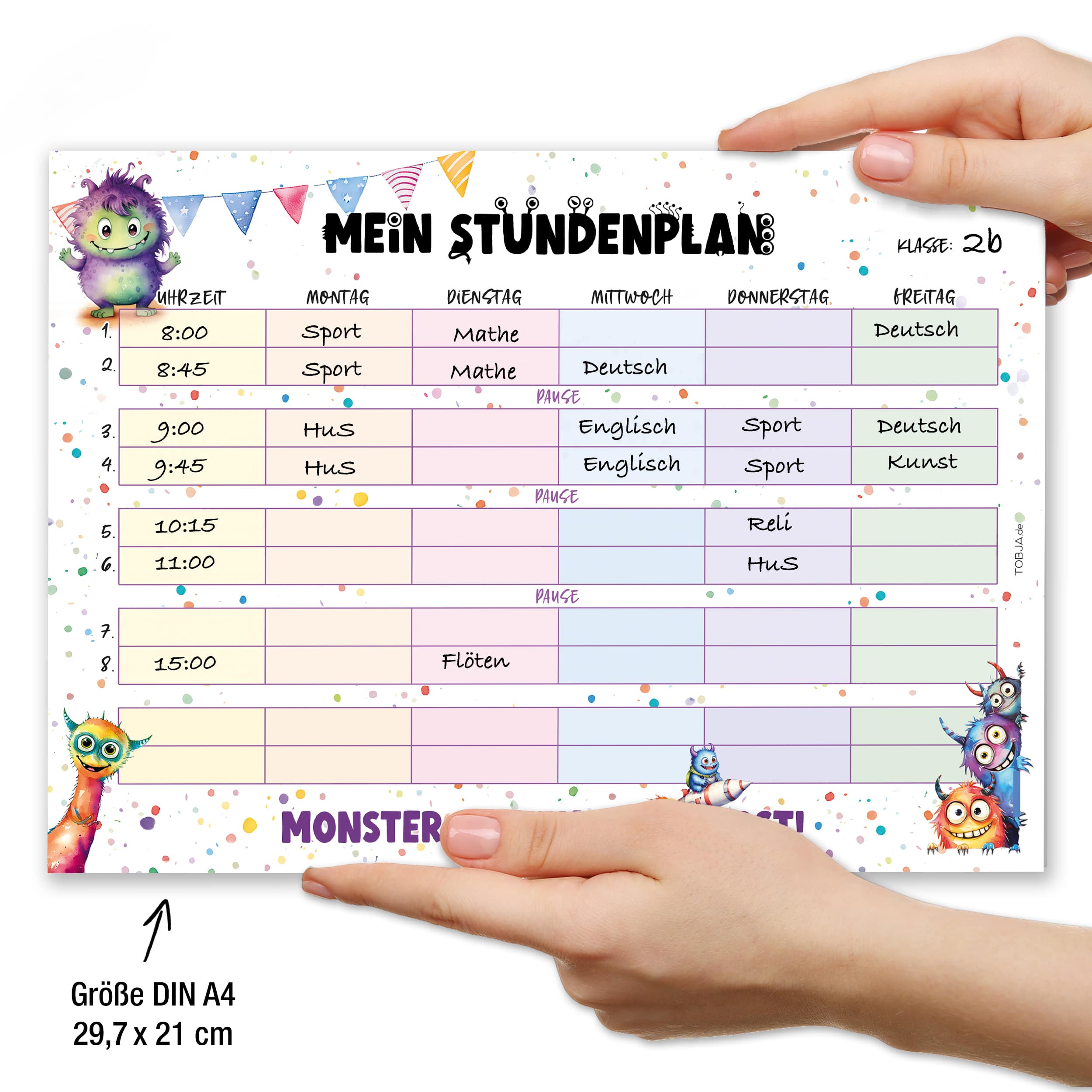 Stundenplan Block "Monster" Stundenplan Block "Monster"