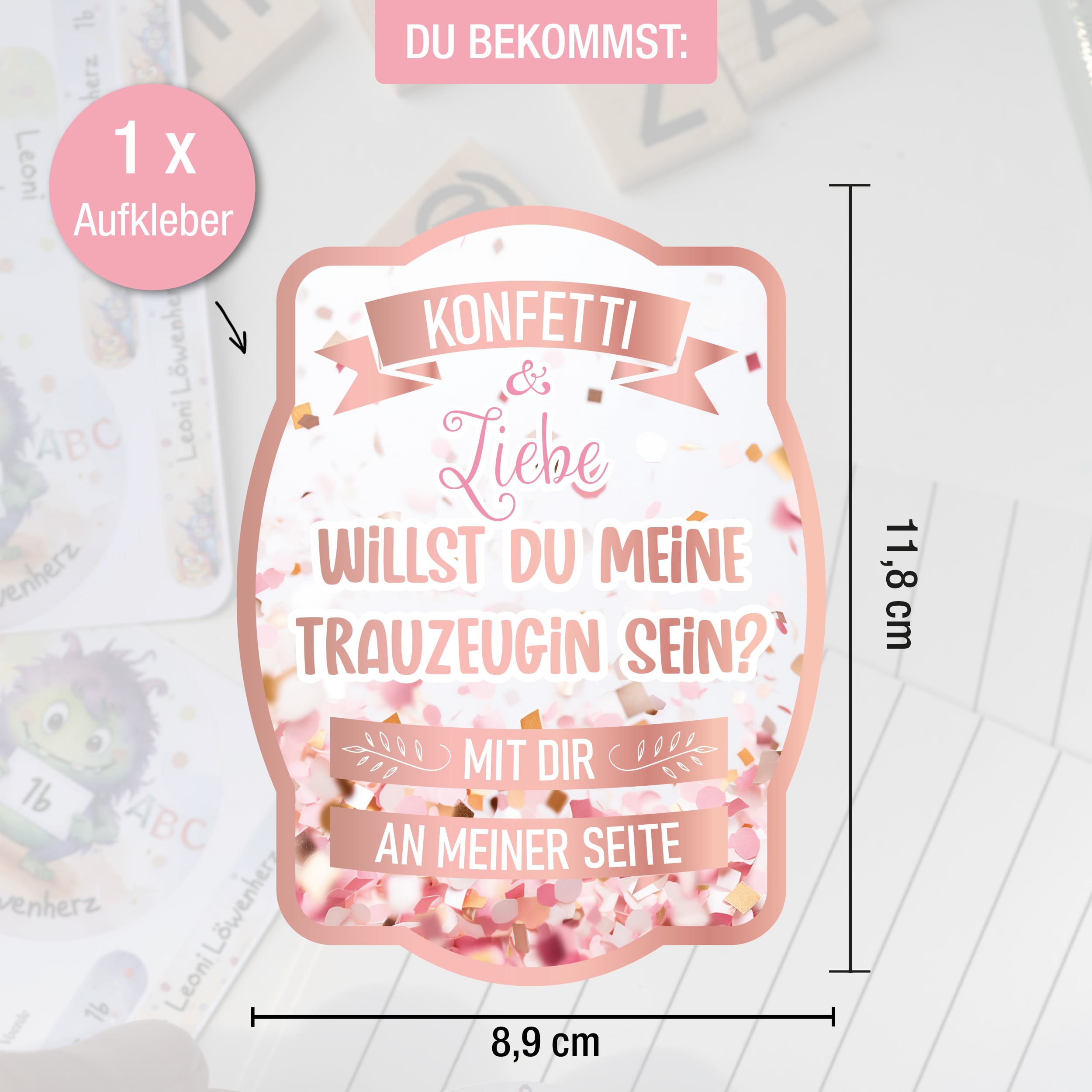 Trauzeugin Aufkleber Konfetti