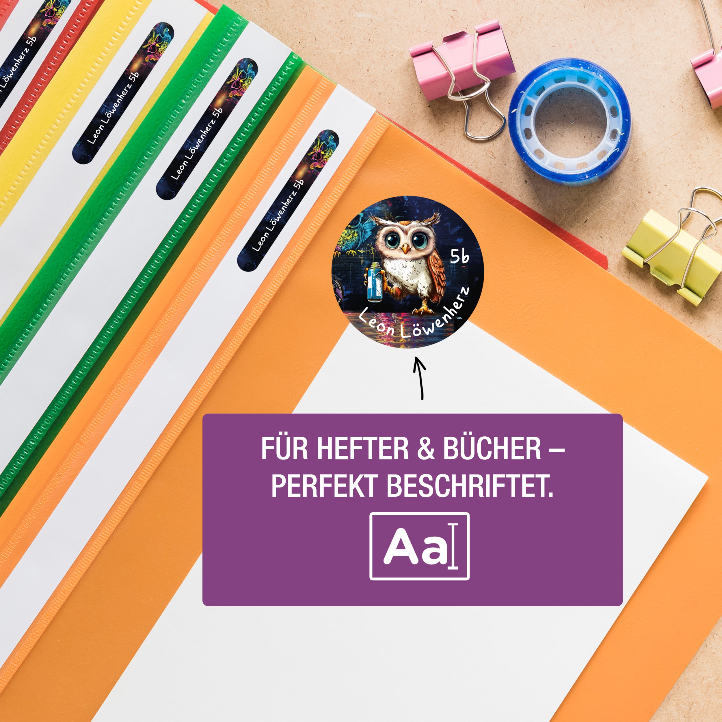 Sticker Set Eule Grundschule personalisiert Name