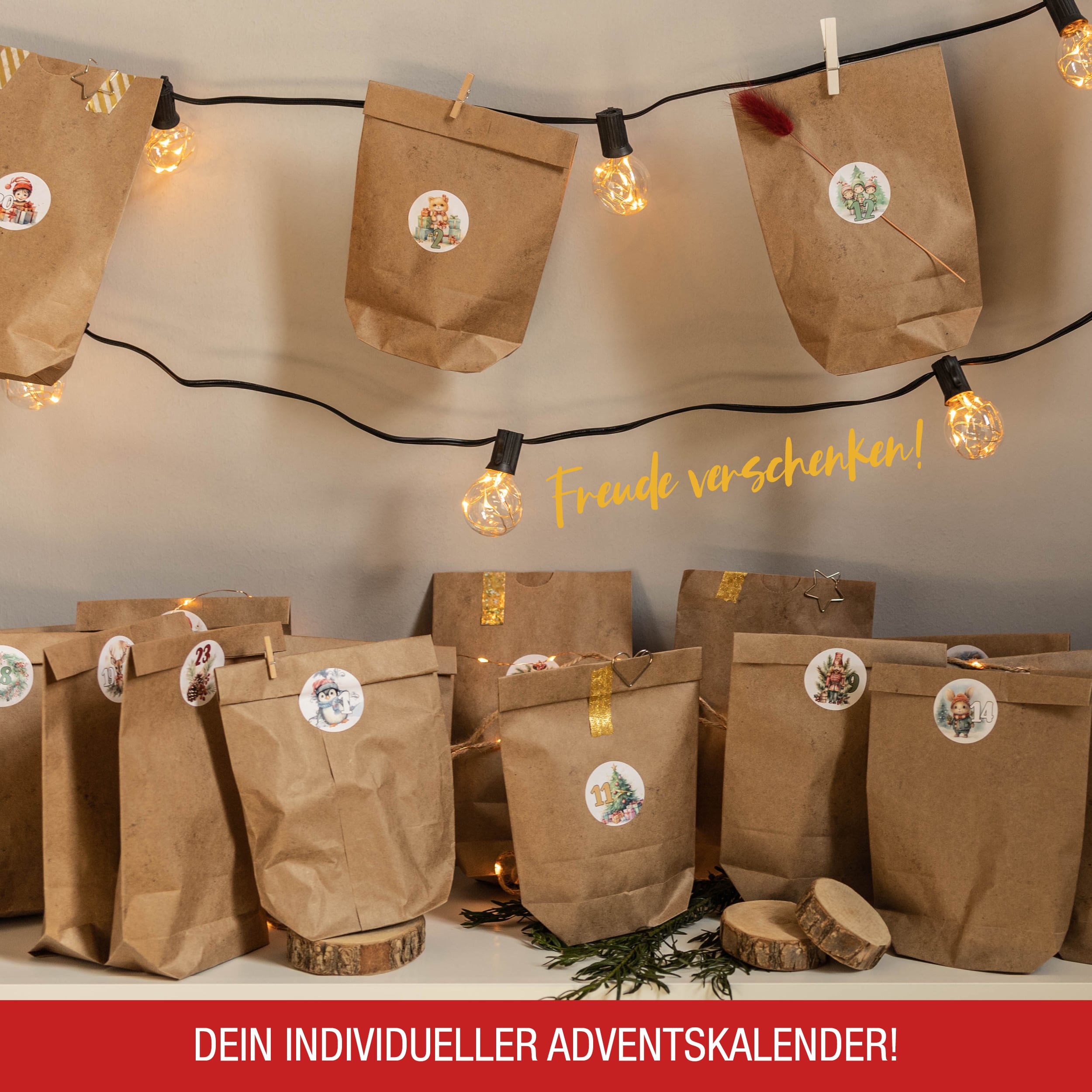 Adventskalender mit 24 Aufkleber bunt Adventskalender mit 24 Aufkleber bunt