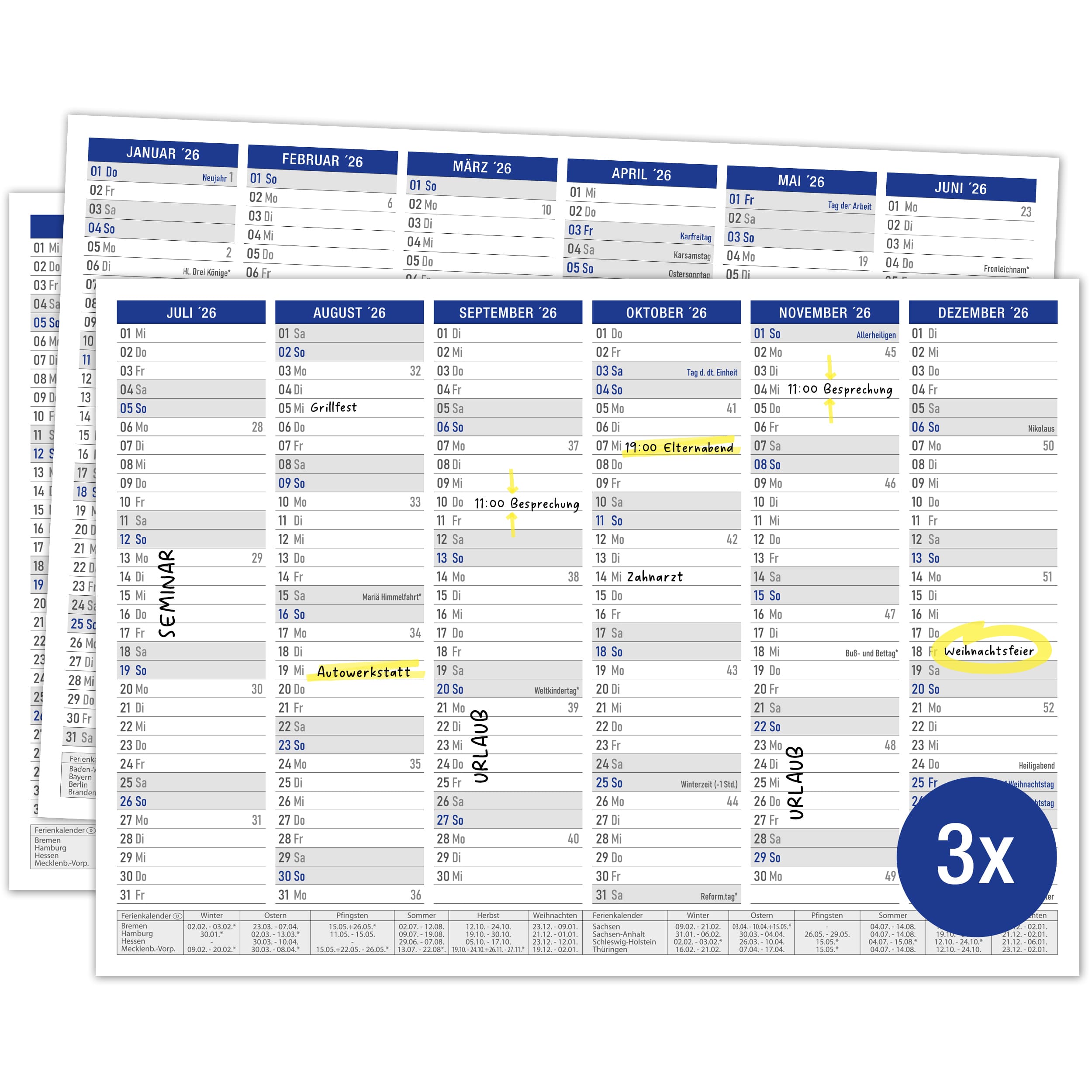 Tafelkalender 2026 "Blau"