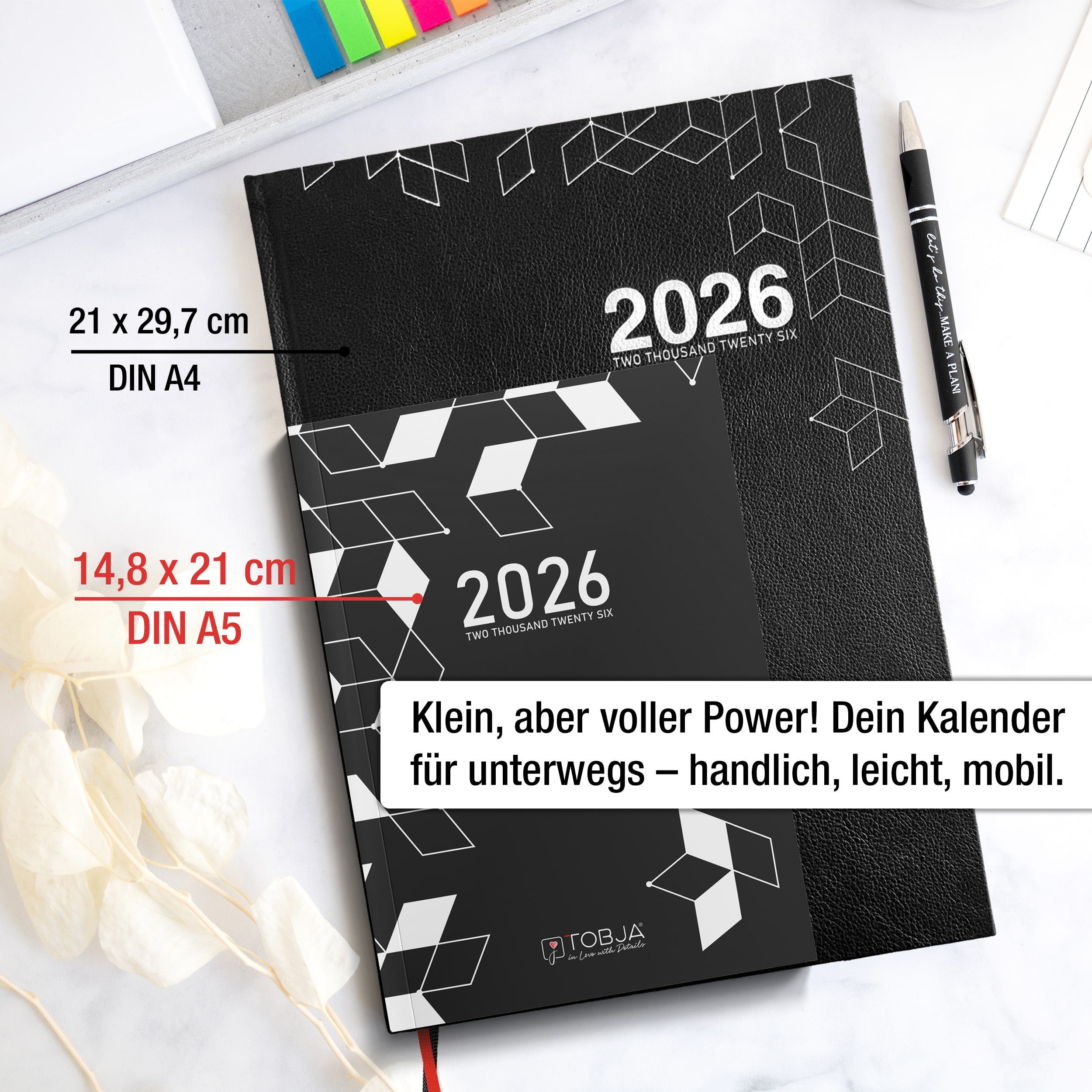 Taschenkalender 2026 A5 mit 15-Minuten-Taktung