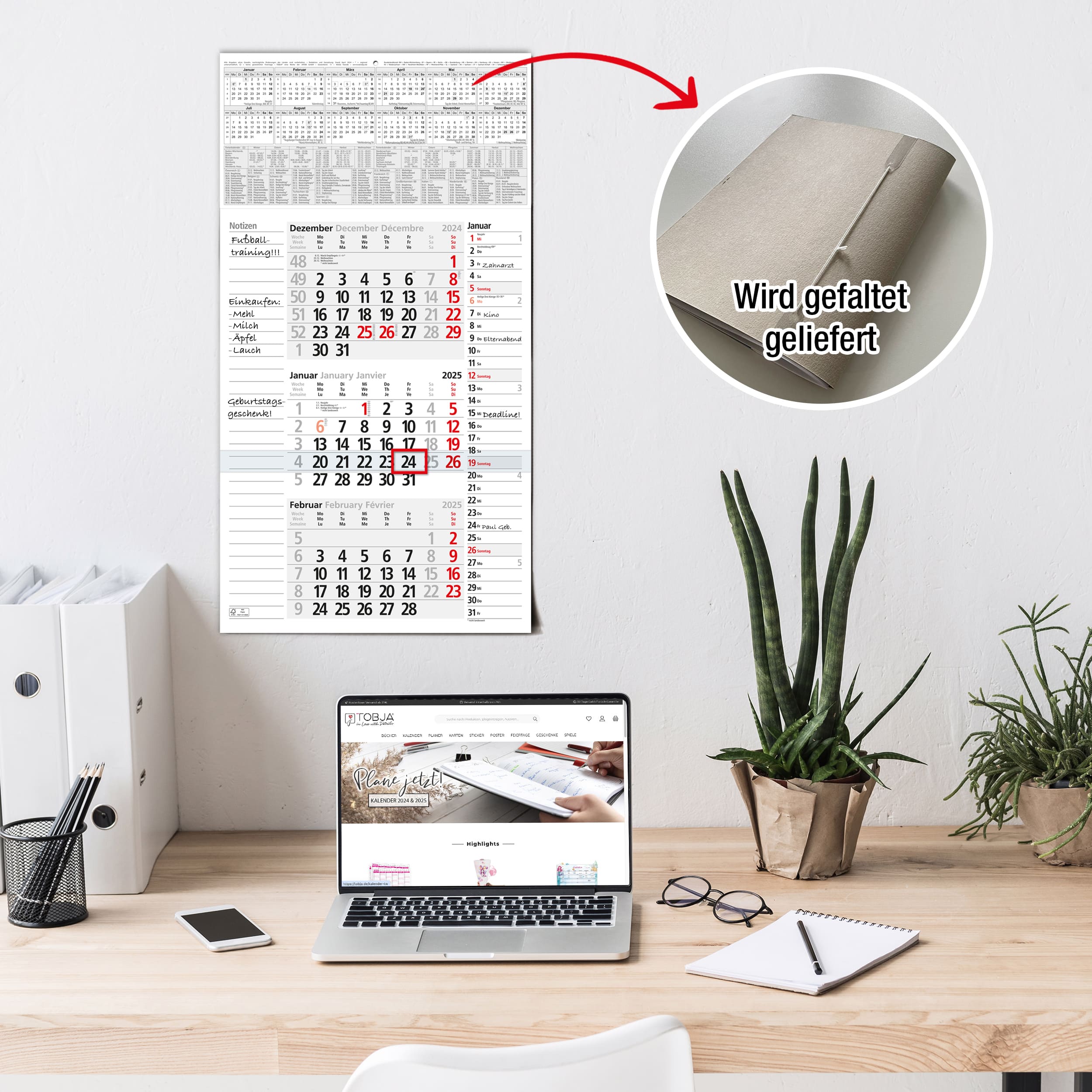 3-Monatskalender 2025 Notizen