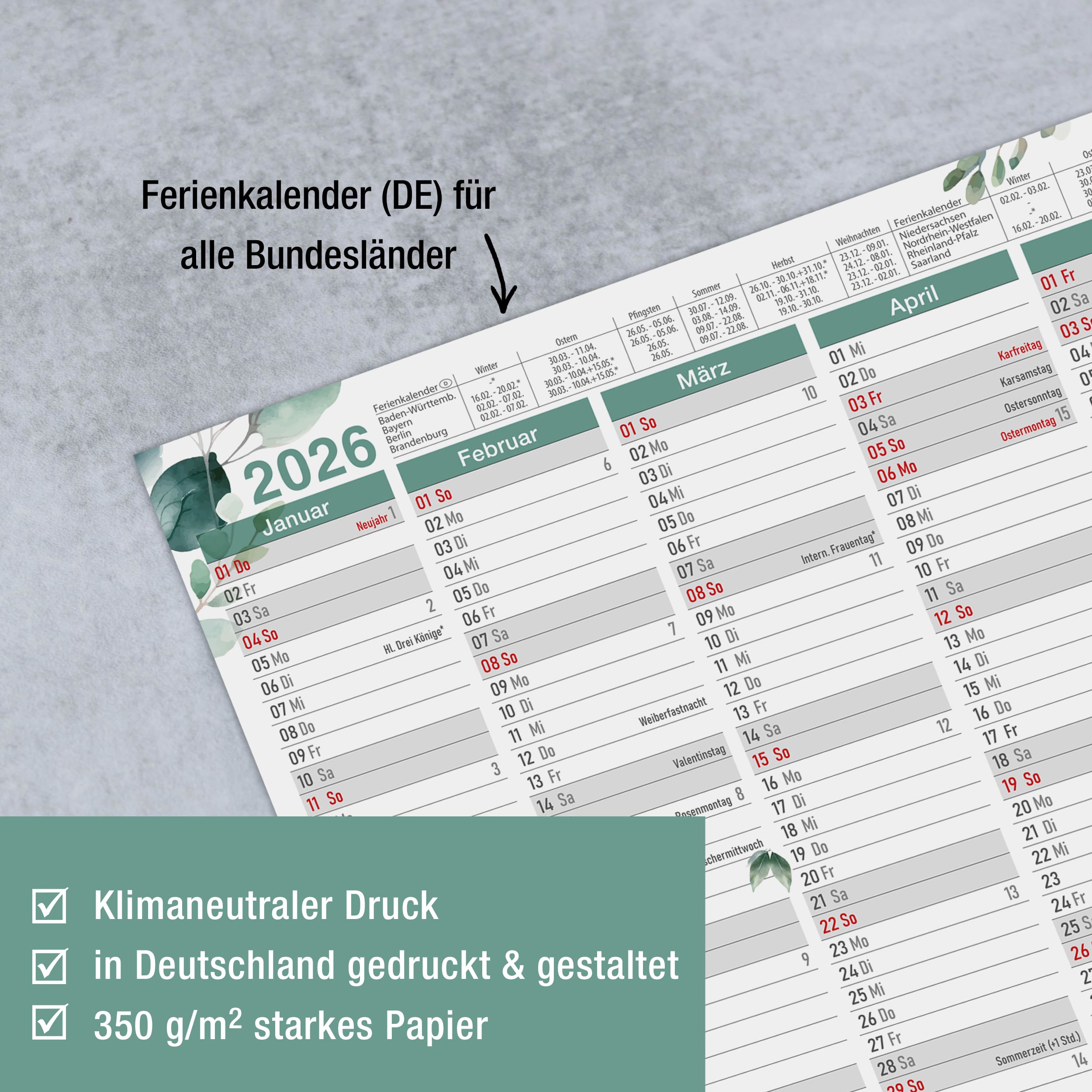 Tafelkalender 2026 "Eukalyptus" Tafelkalender 2026 "Eukalyptus"