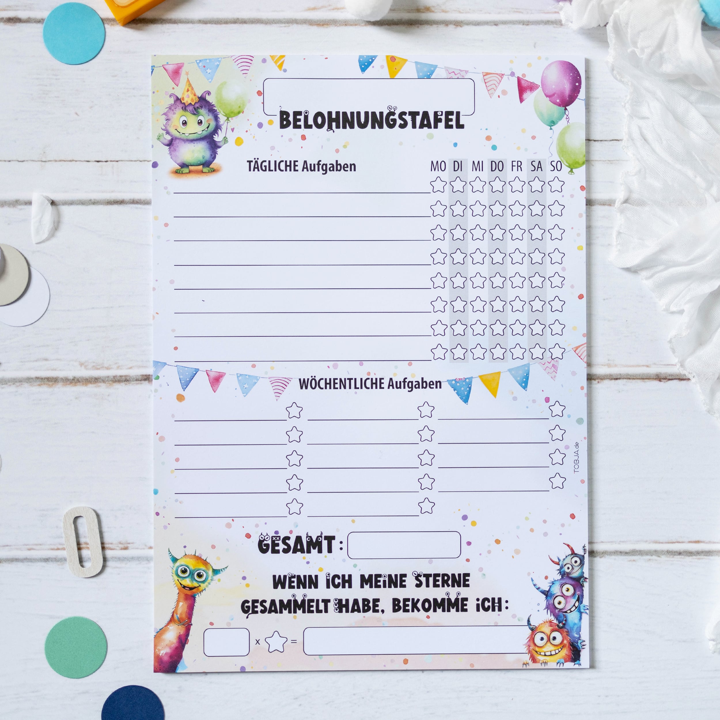 Belohnungstafel Kinder 25 Blatt Monster Belohnungstafel Kinder 25 Blatt Monster