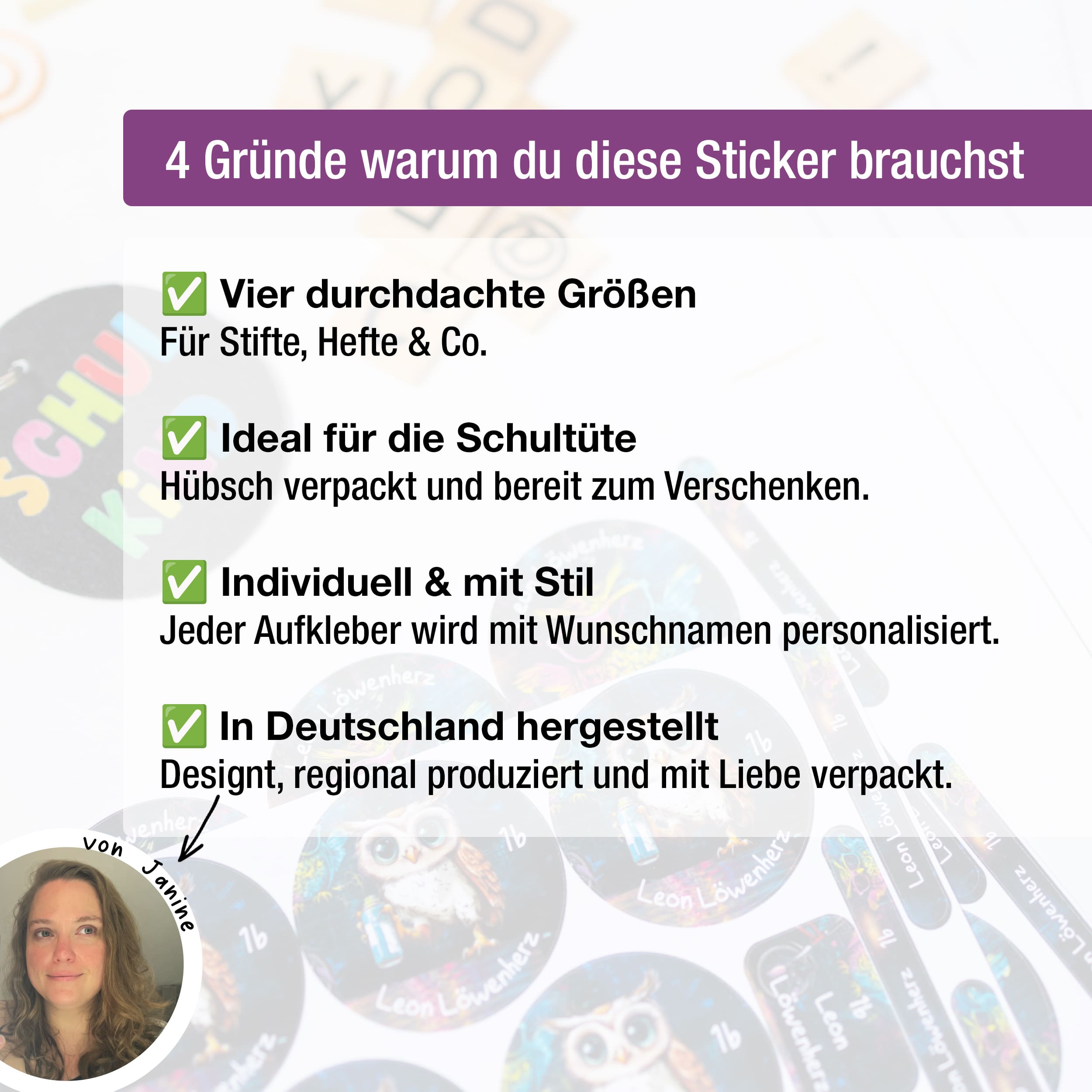 Sticker Set Eule Grundschule personalisiert Name