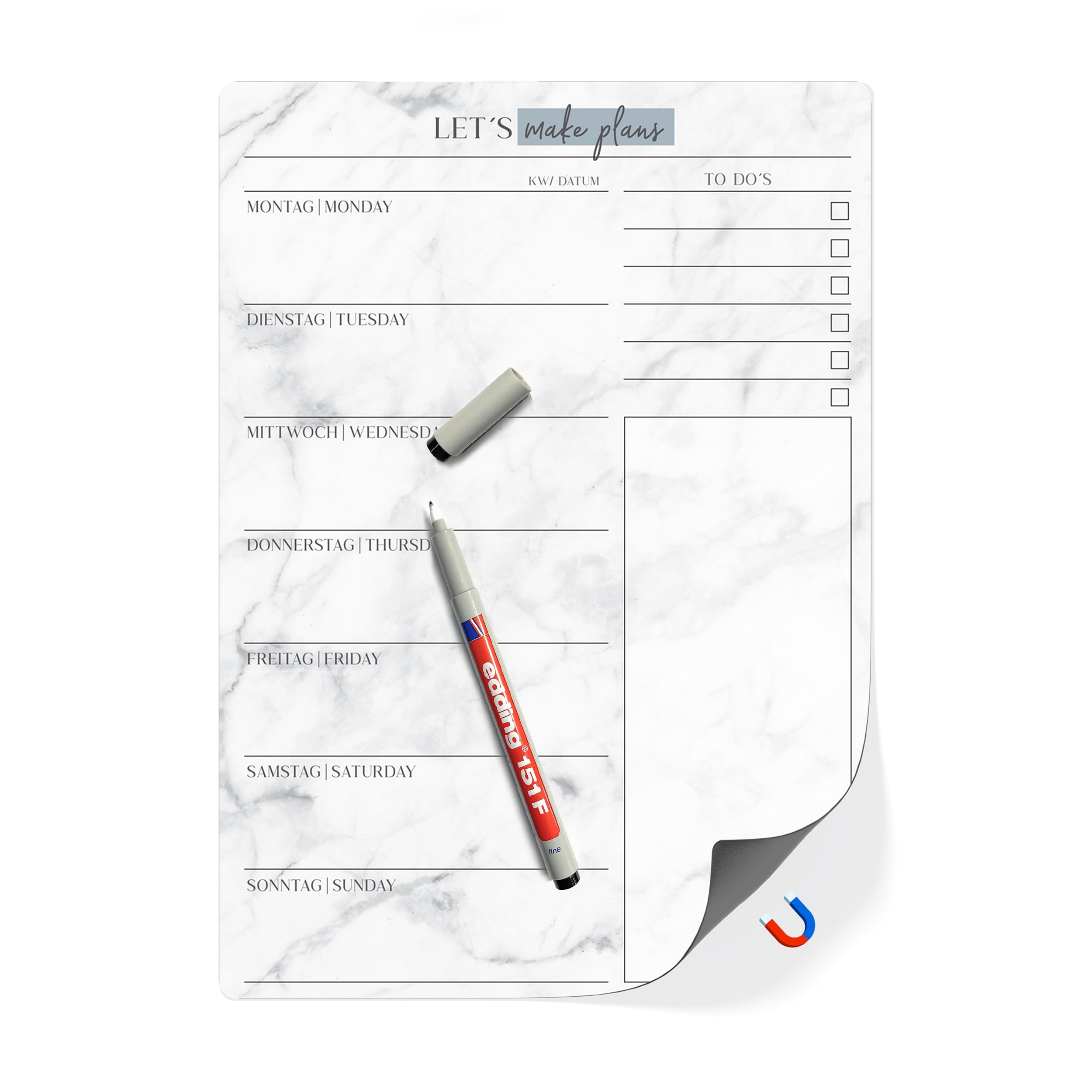 Menüplaner magnetisch inkl. Stift
