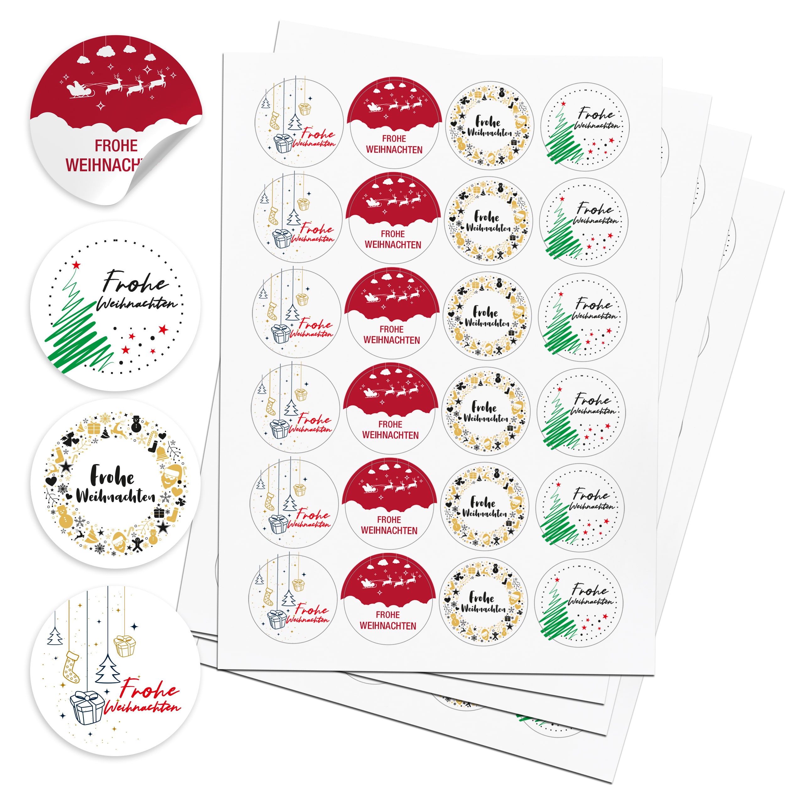 96 Aufkleber "Frohe Weihnachten" weiß