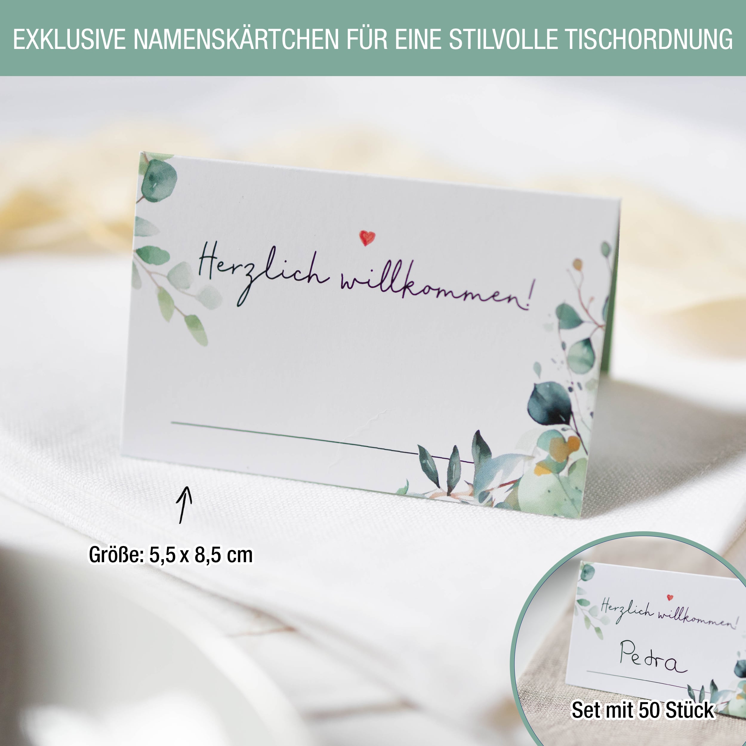 Tischkarten Hochzeit "Eukalyptus"