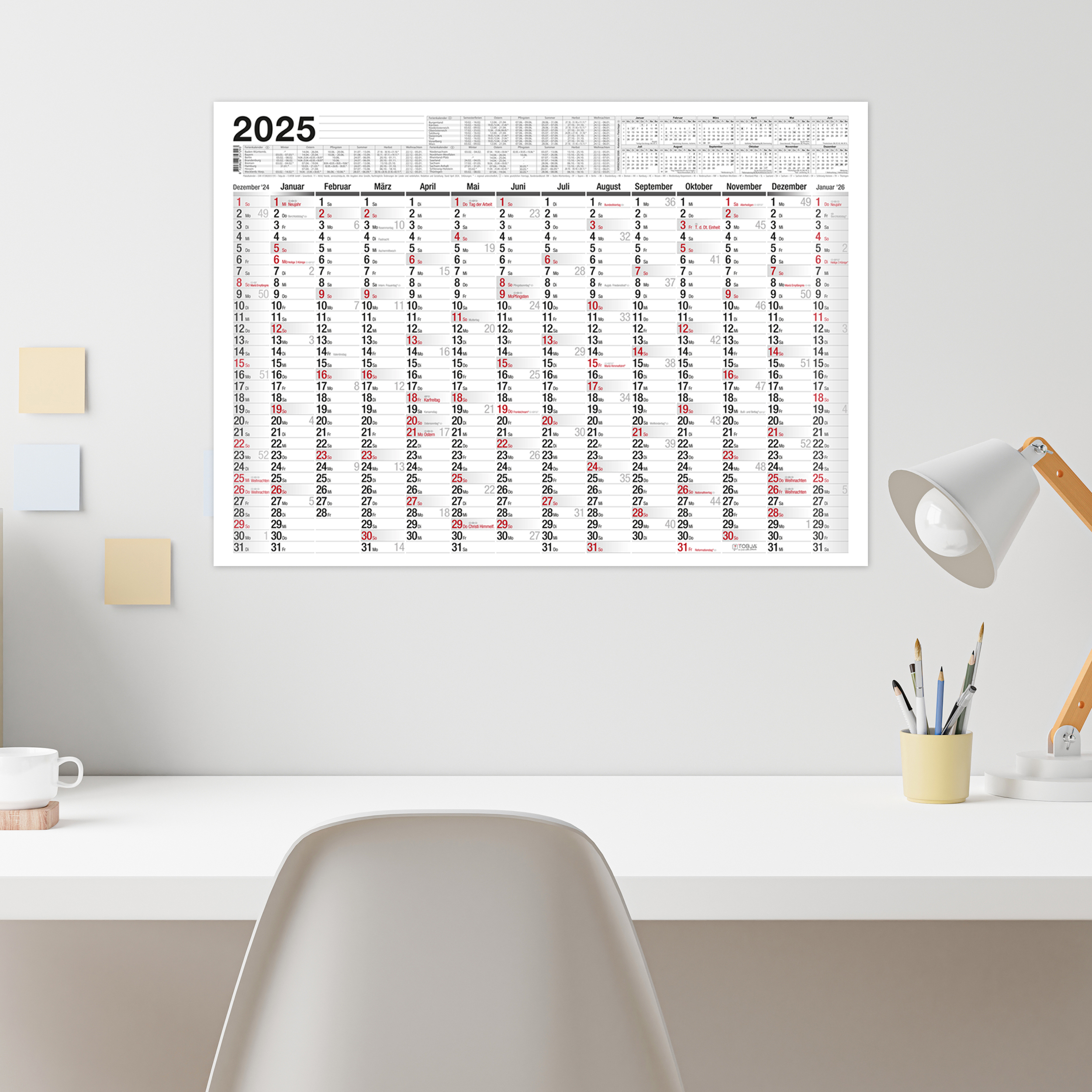 Wandkalender A2 2025
