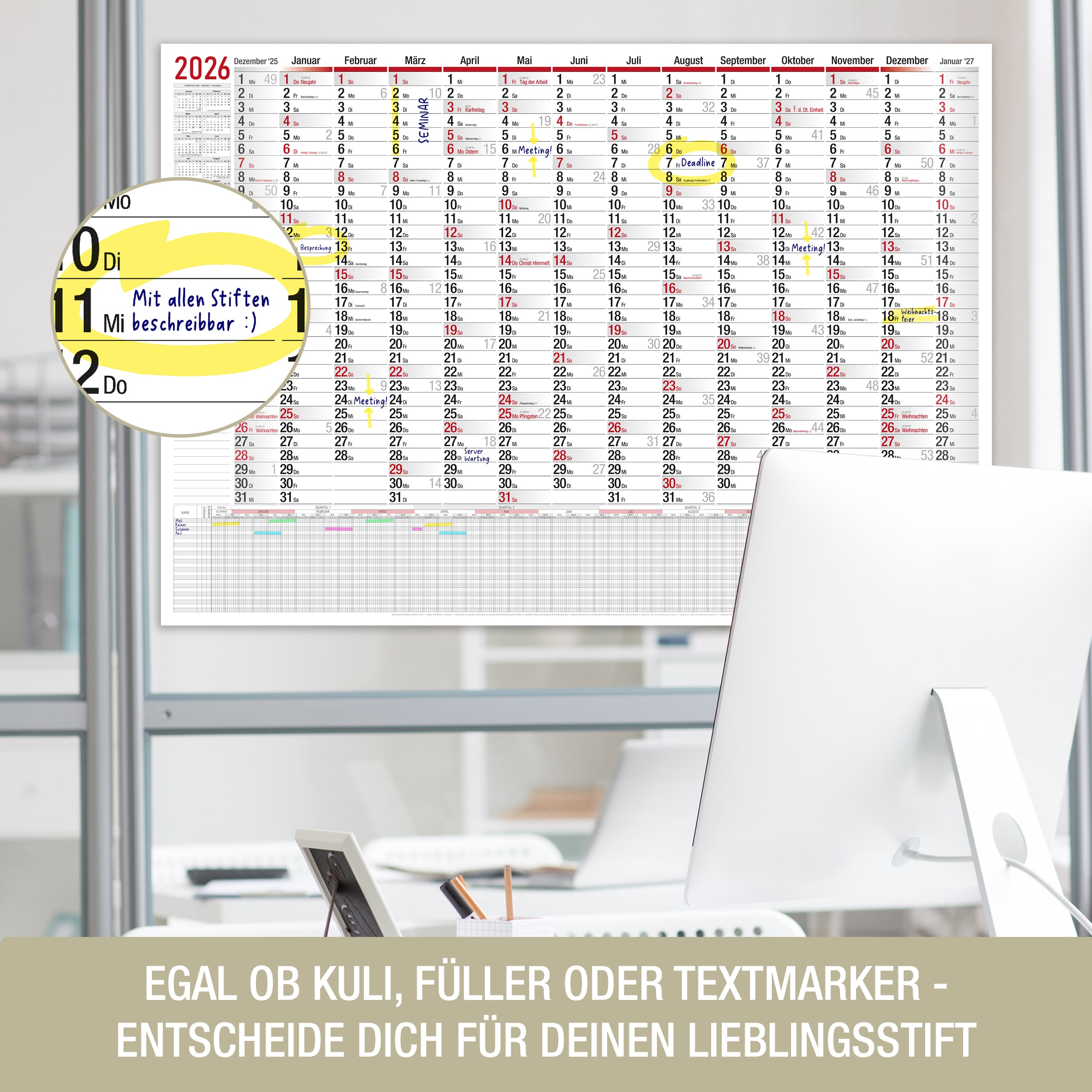 B1 Wandkalender 2026 beidseitig