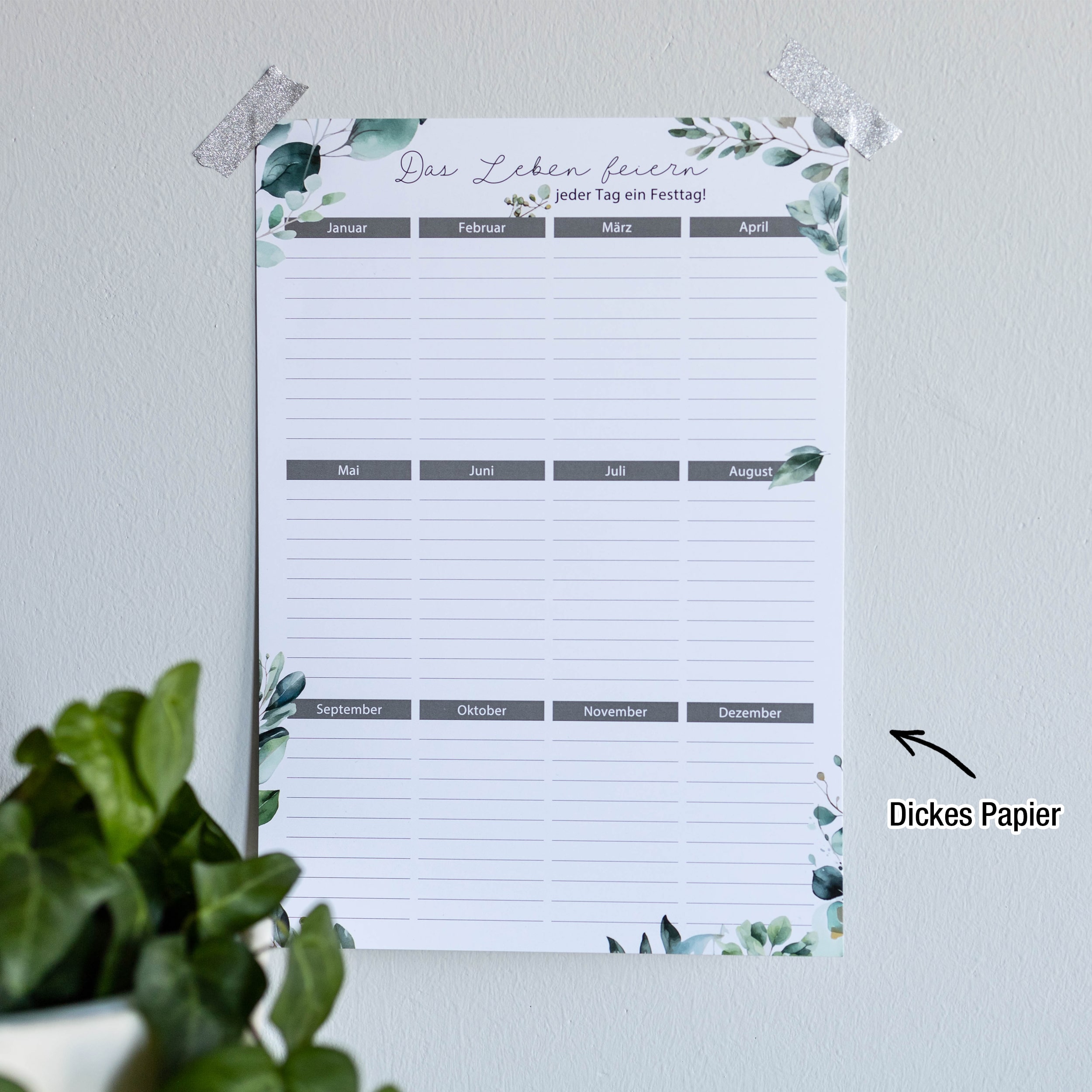 Geburtstagskalender A4 2er Set "Eukalyptus"