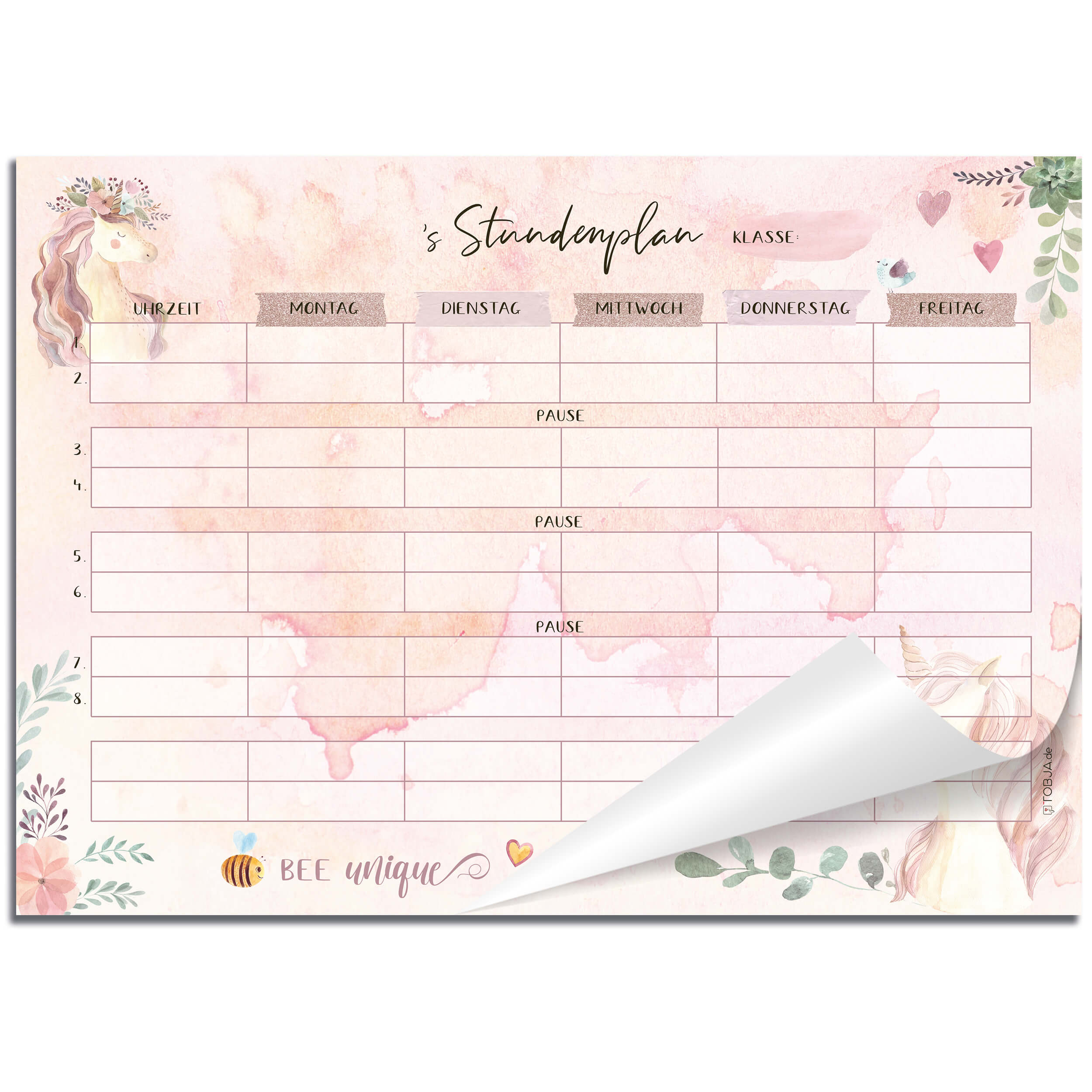 Stundenplan Block "Einhorn"