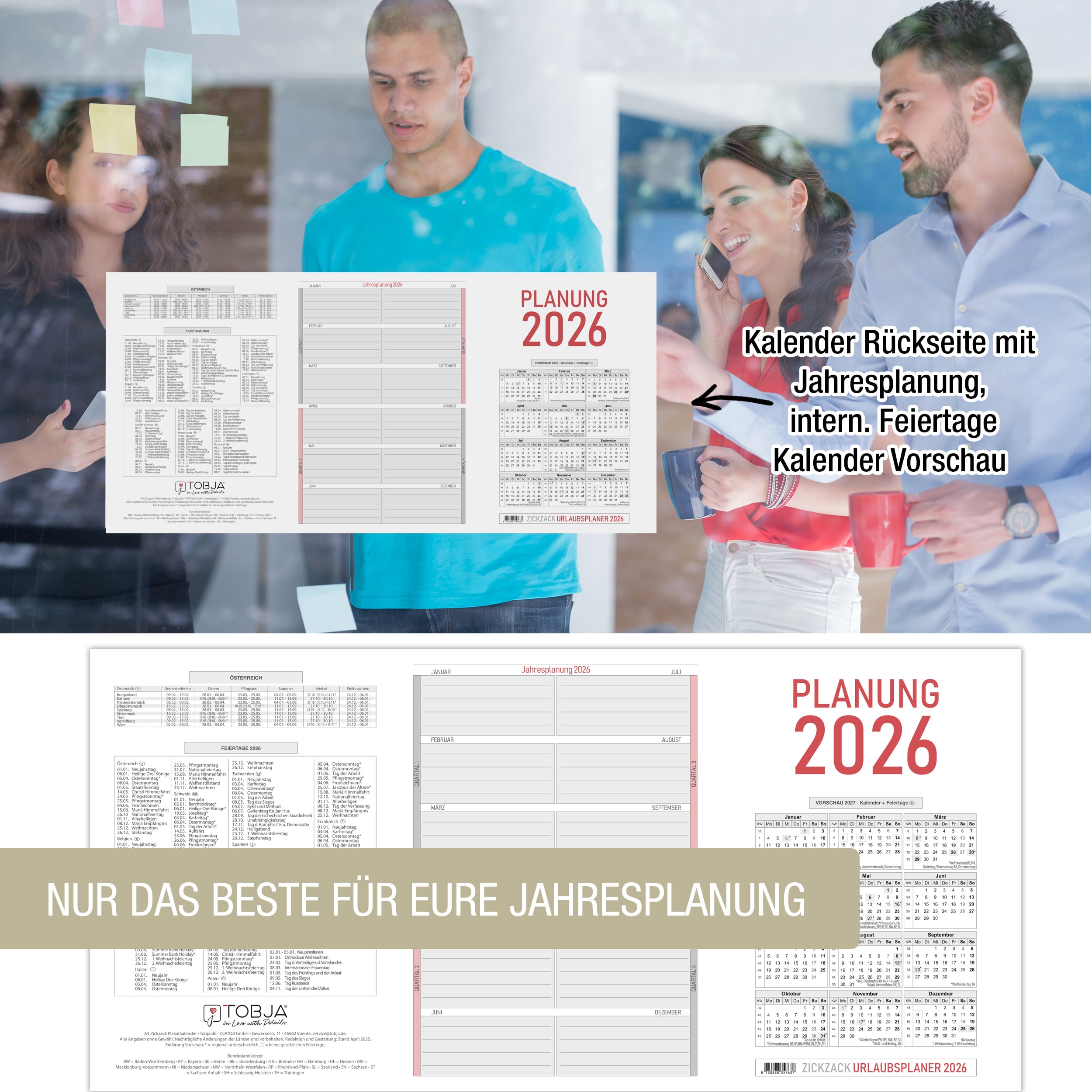Mitarbeiter- / Urlaubsplaner 2026 63 cm