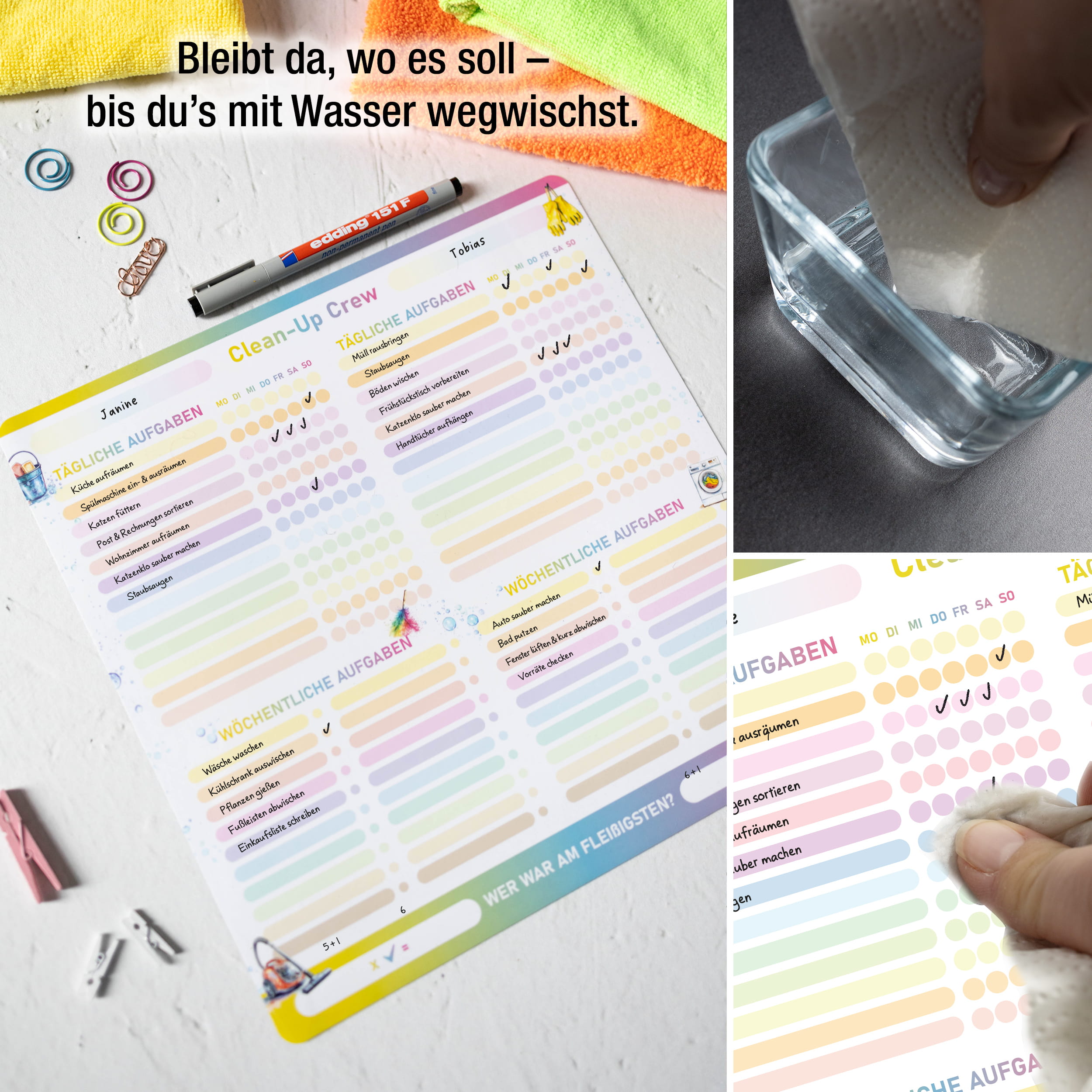 Haushaltsplaner magnetisch 30x30 – abwischbar inkl. Stift