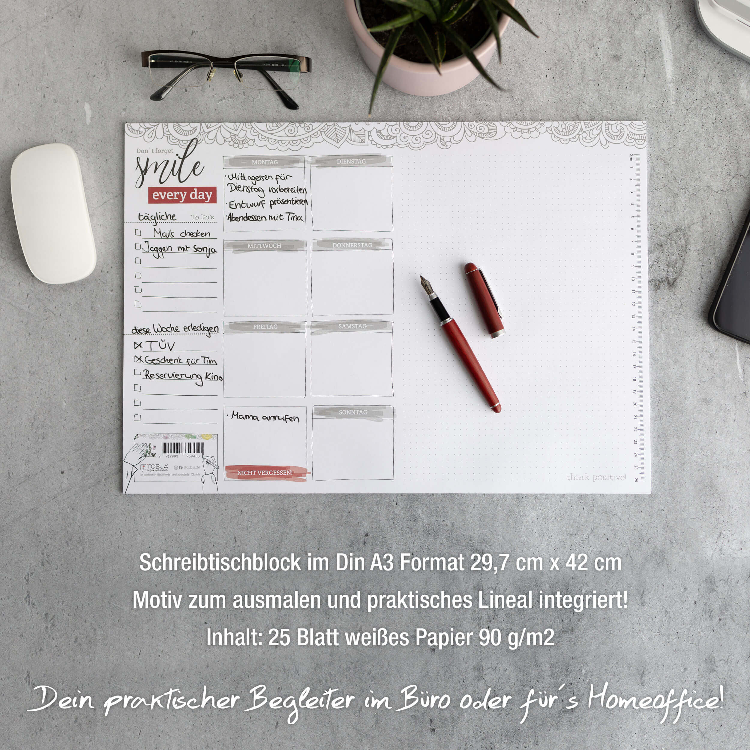 Schreibtischunterlage Wochenplaner aus Papier DIN A3