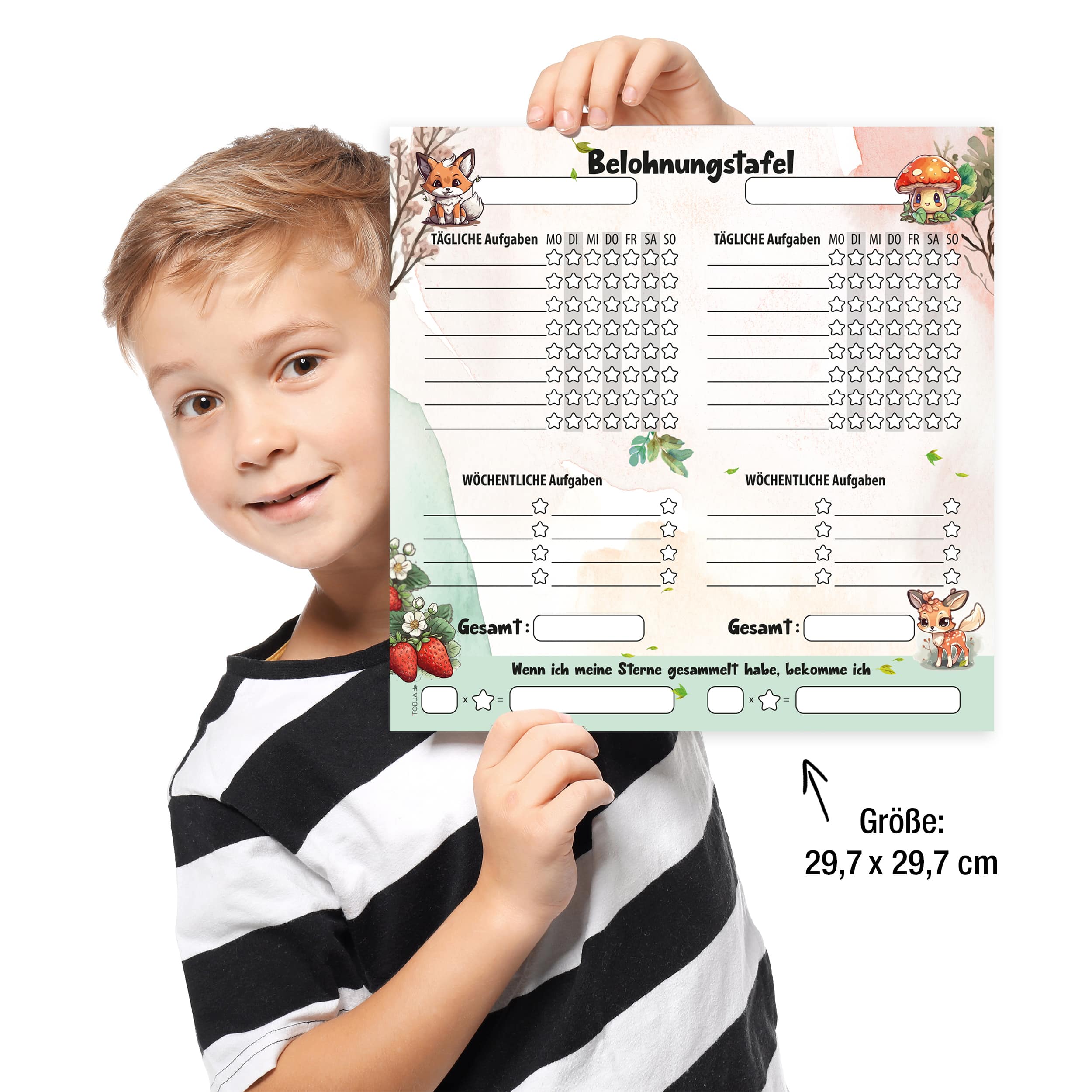 Belohnungstafel 30x30 Waldtiere Abreißblock