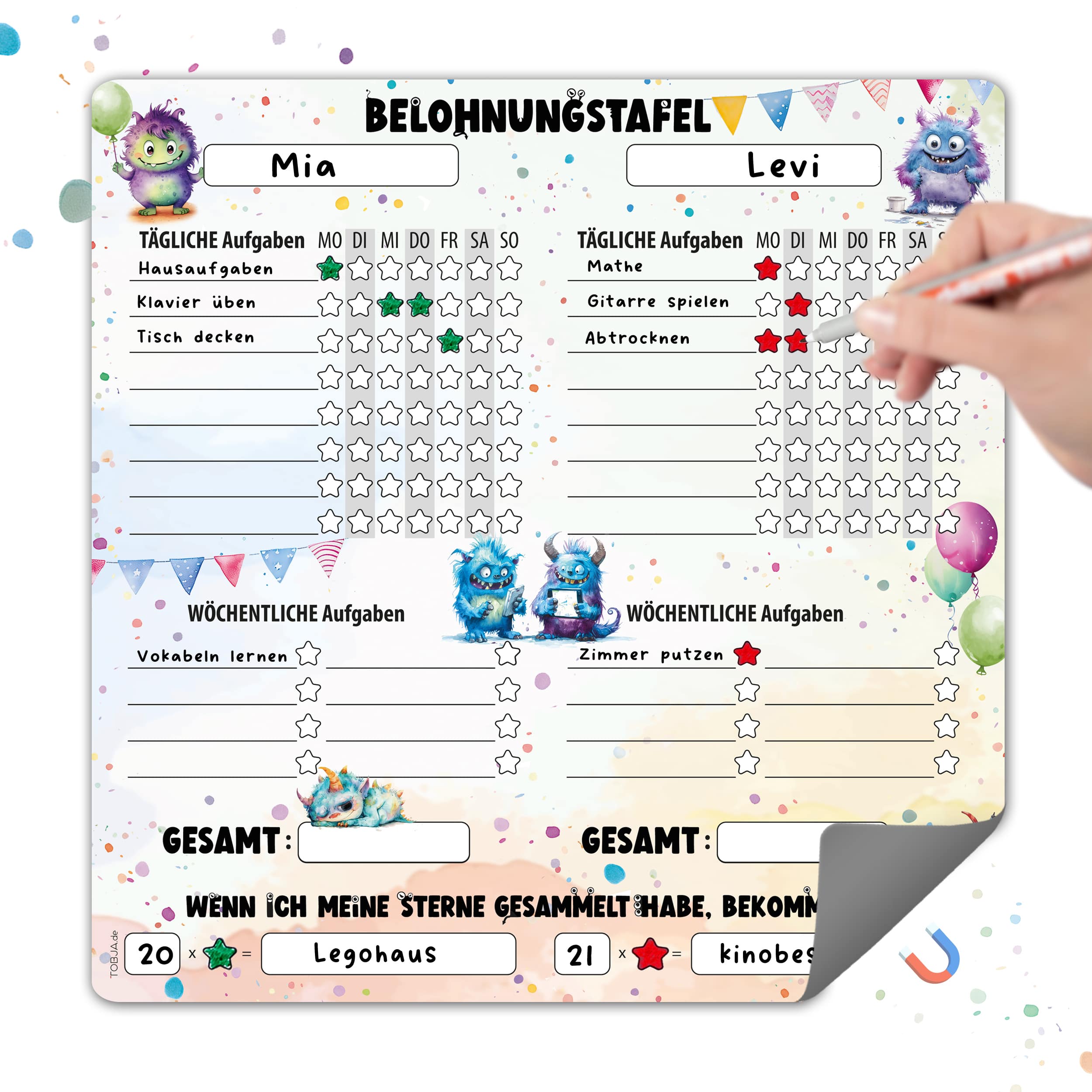 Belohnungstafel für zwei, Monster magnetisch 