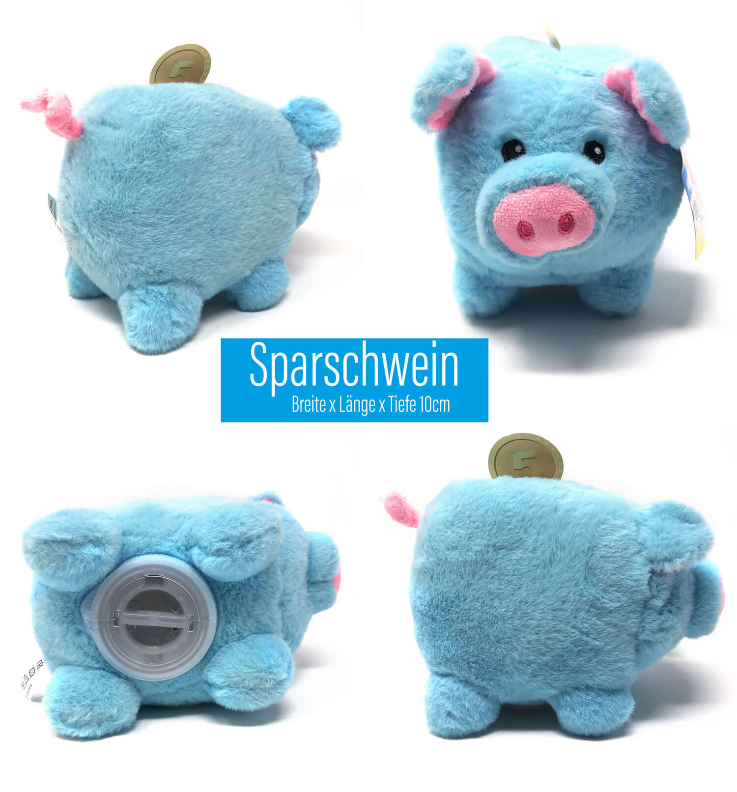 Geschenkset Geburt Junge - Plüsch Sparschwein, Karte, Mulltuch und hochwertige Tasche