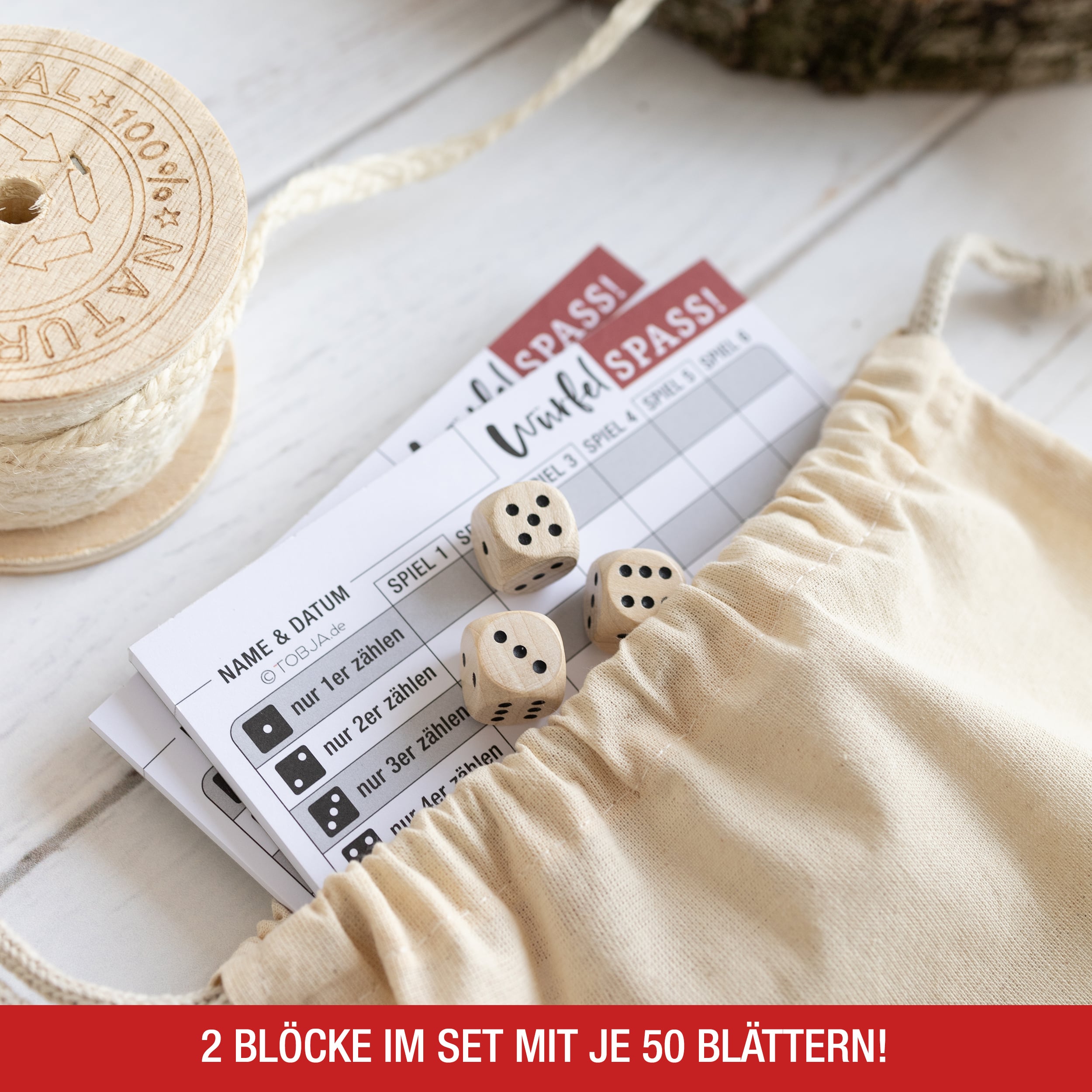 Würfelspiel Set "Blöcke, Würfel & Beutel" Würfelspiel Set "Blöcke, Würfel & Beutel"