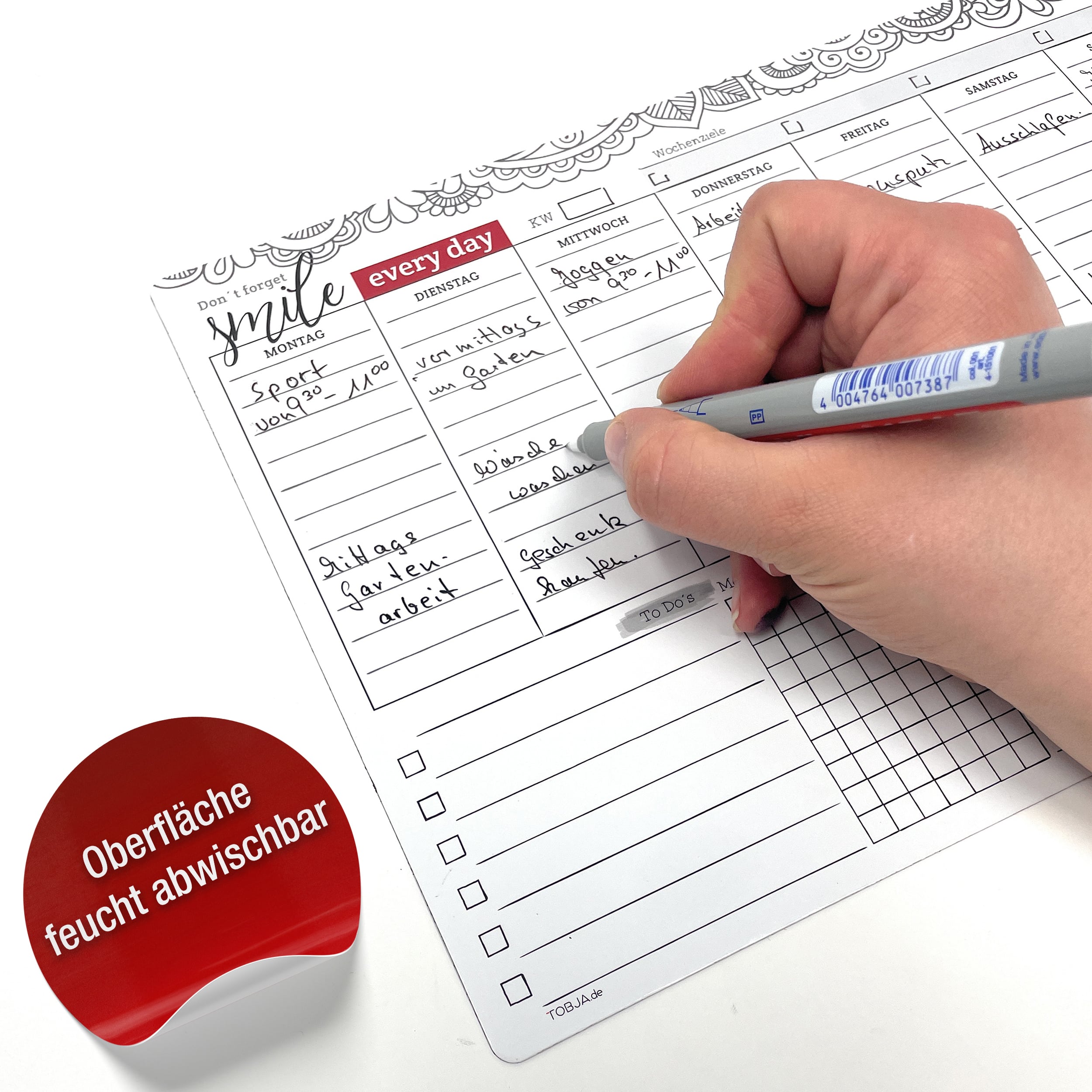 Magnetischer Wochenplaner inkl. Stift