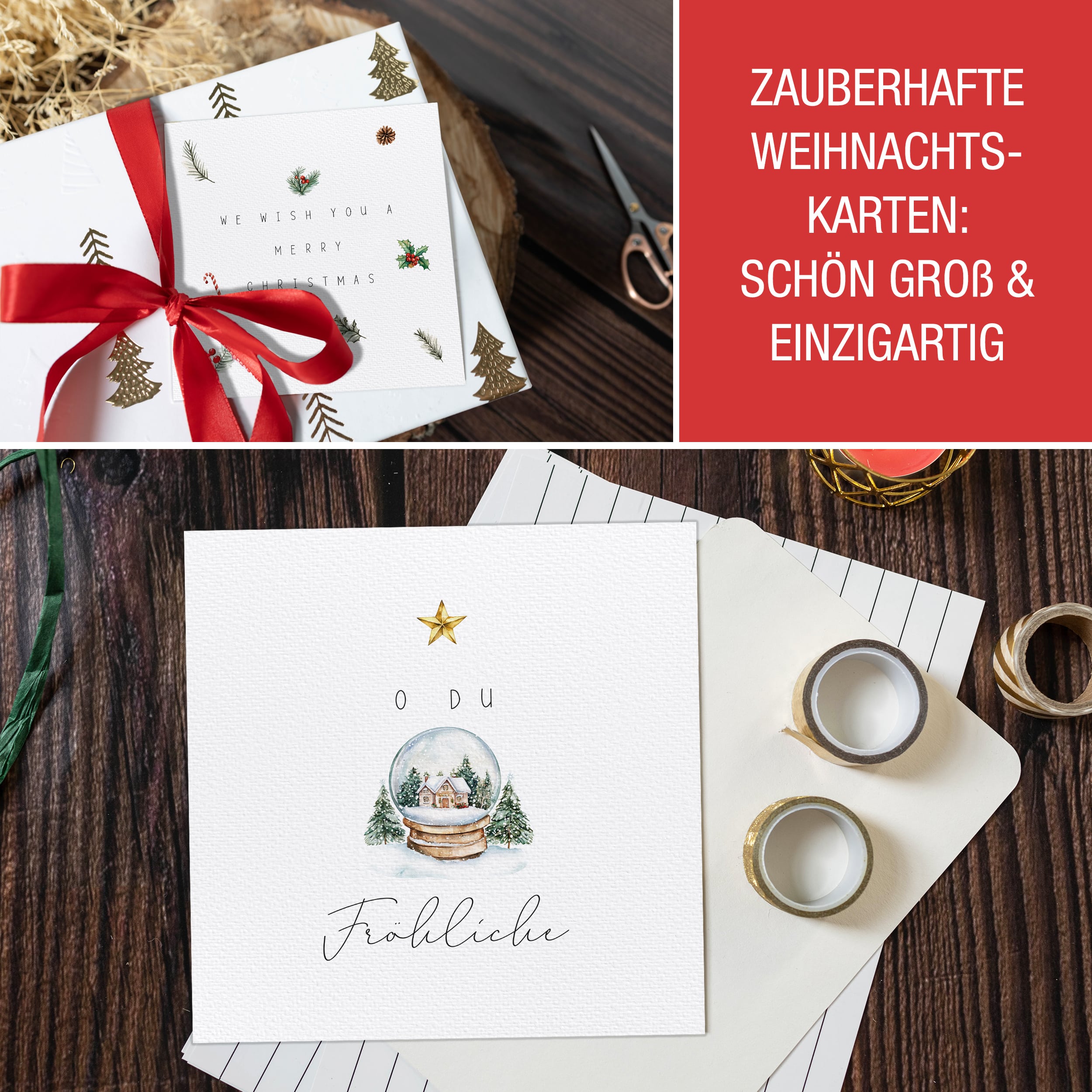 XXL Weihnachtskarten Set inkl. Stickern – 20er Set