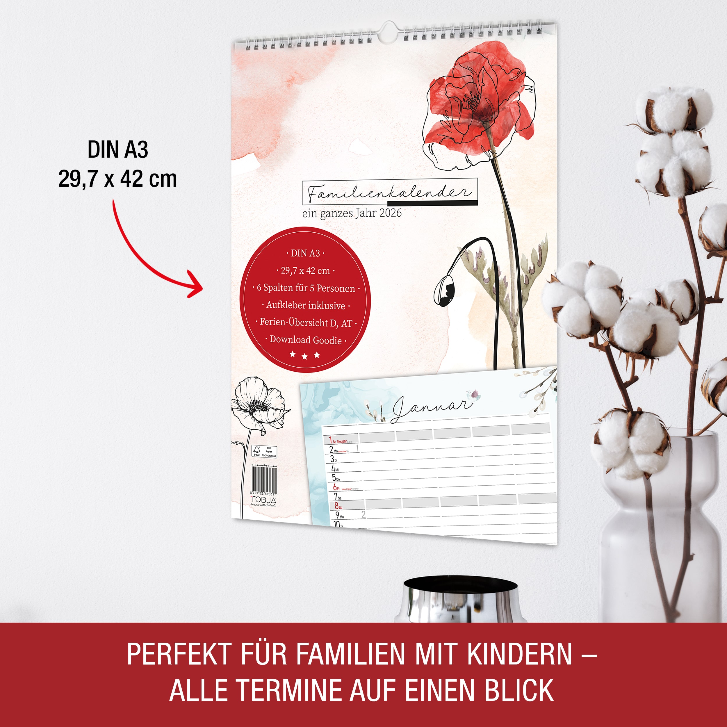 Familienkalender 2026 "Aquarell Line" Familienkalender 2026 "Aquarell Line"