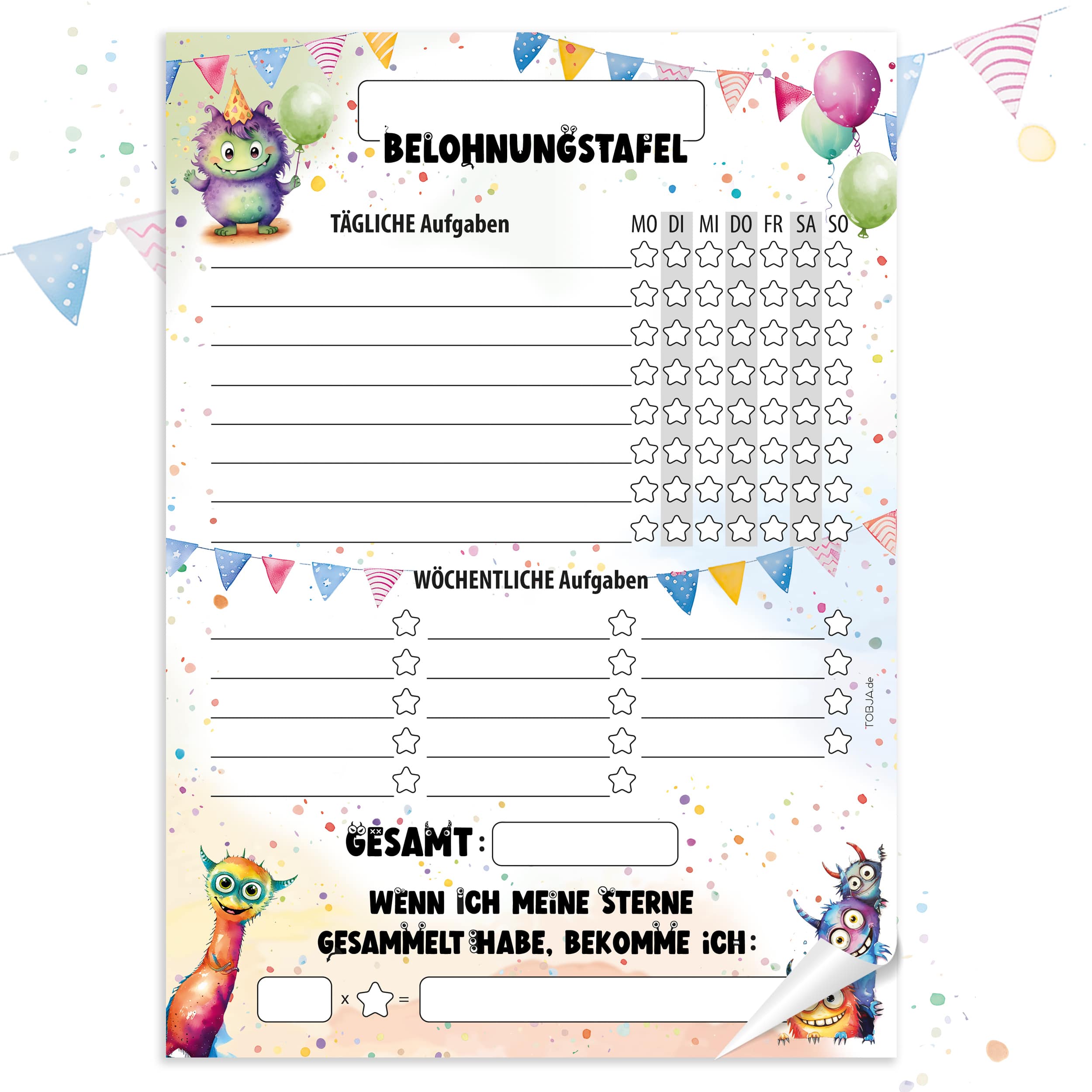 Belohnungstafel Kinder 25 Blatt Monster Belohnungstafel Kinder 25 Blatt Monster
