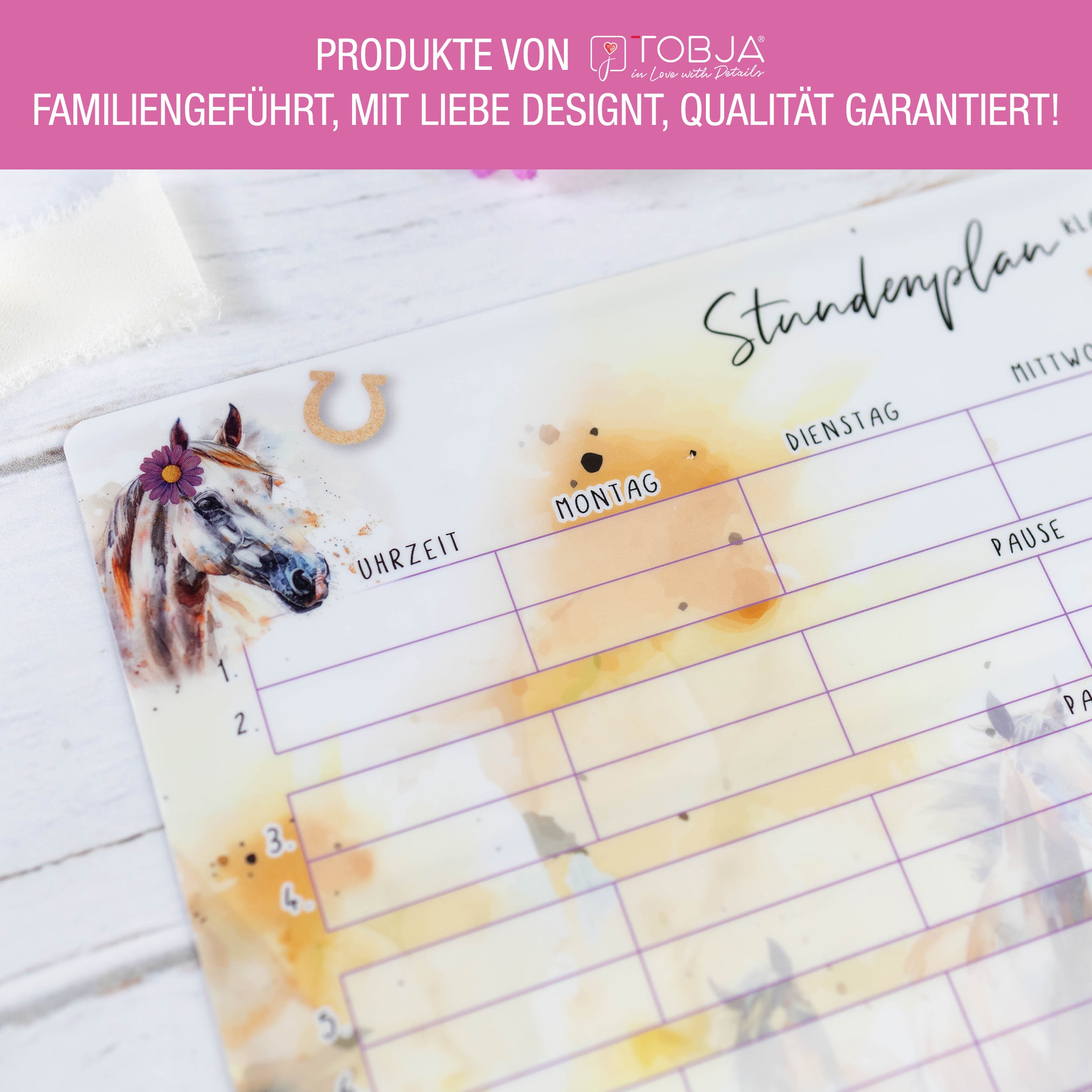 Stundenplan A4 "Pferde" wiederverwendbar Stundenplan A4 "Pferde" wiederverwendbar