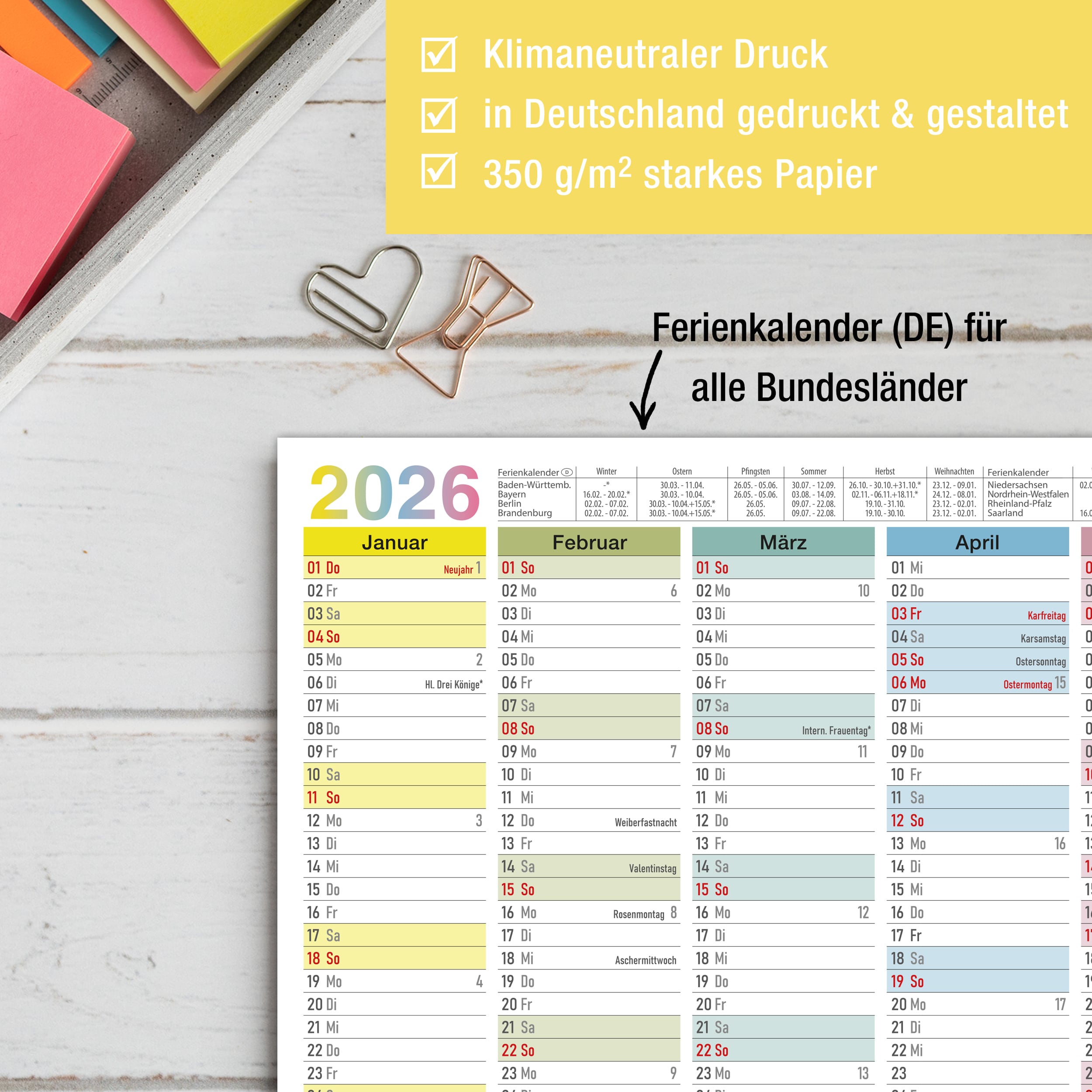 Tafelkalender 2026 "bunt" Tafelkalender 2026 "bunt"