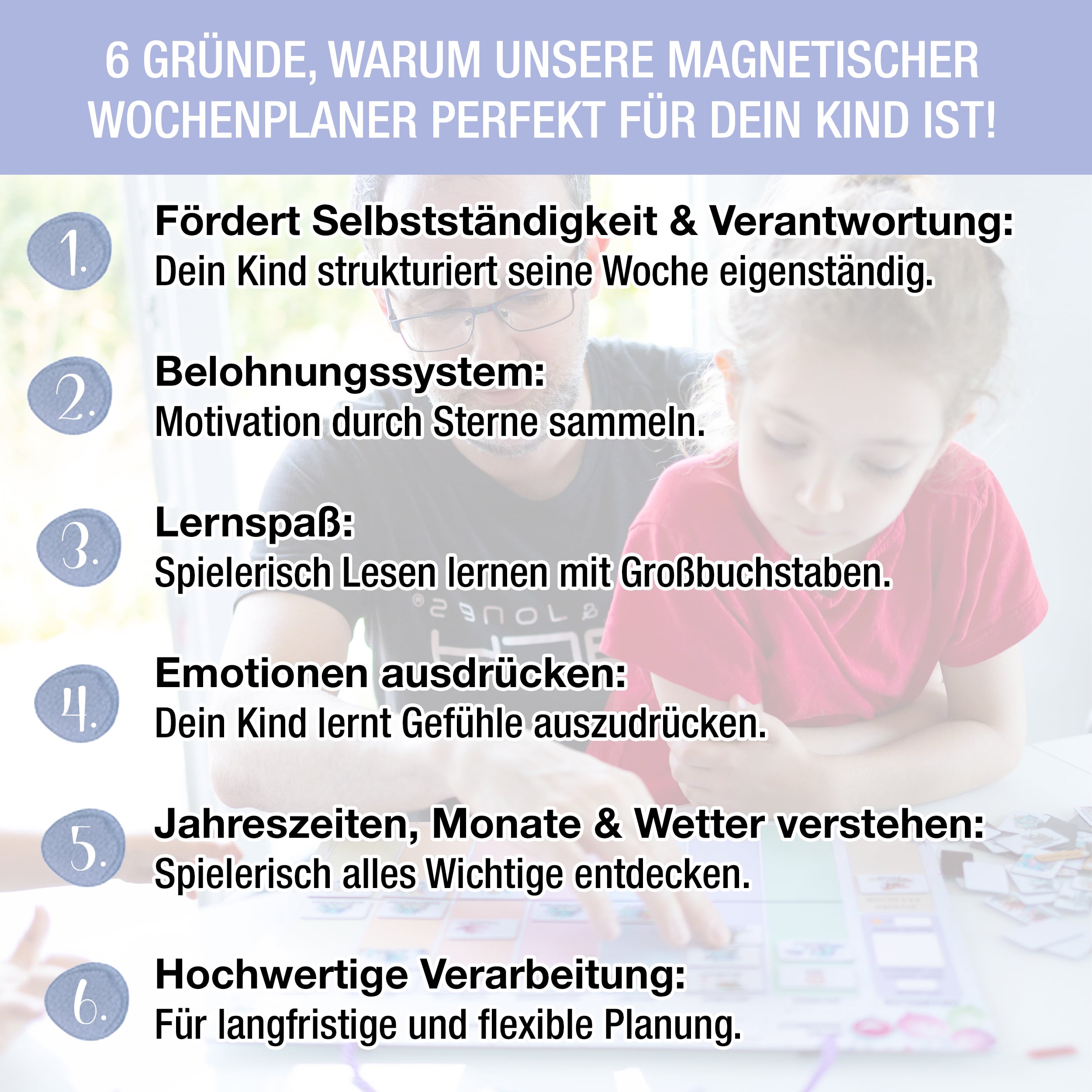 Wochenplaner Kinder inkl Magnete & Stift