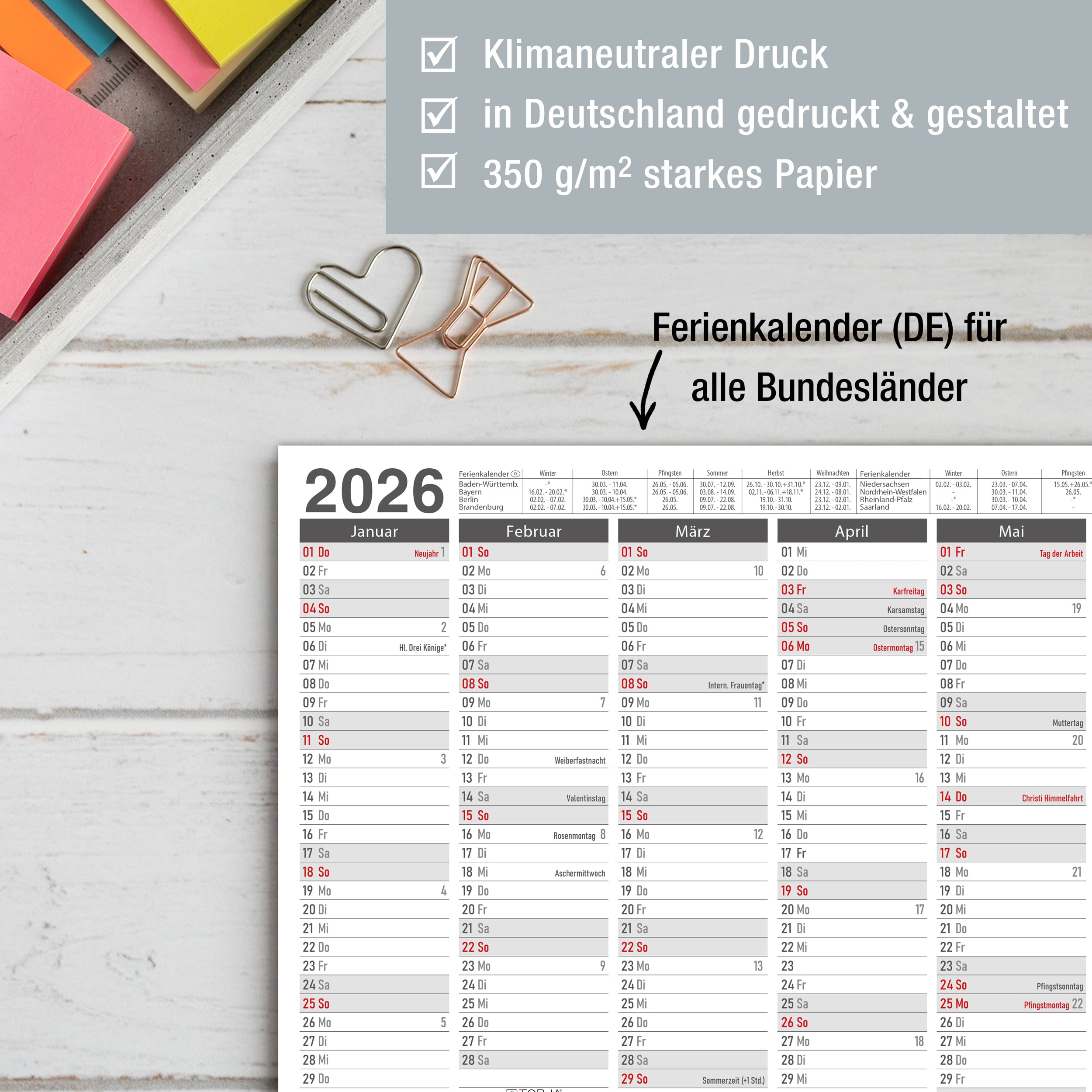 Tafelkalender 2026 "Anthrazit"