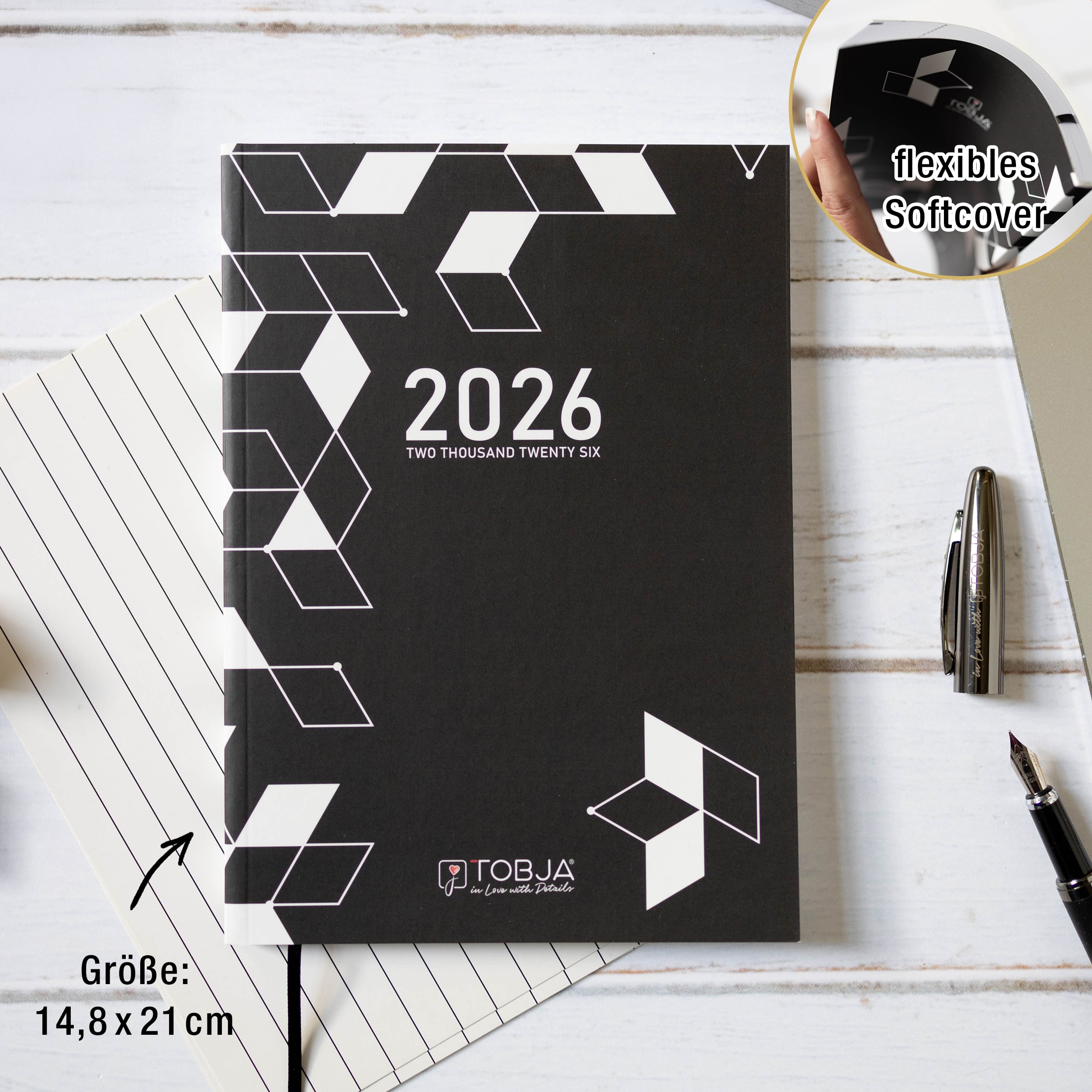 Taschenkalender 2026 A5 mit 15-Minuten-Taktung