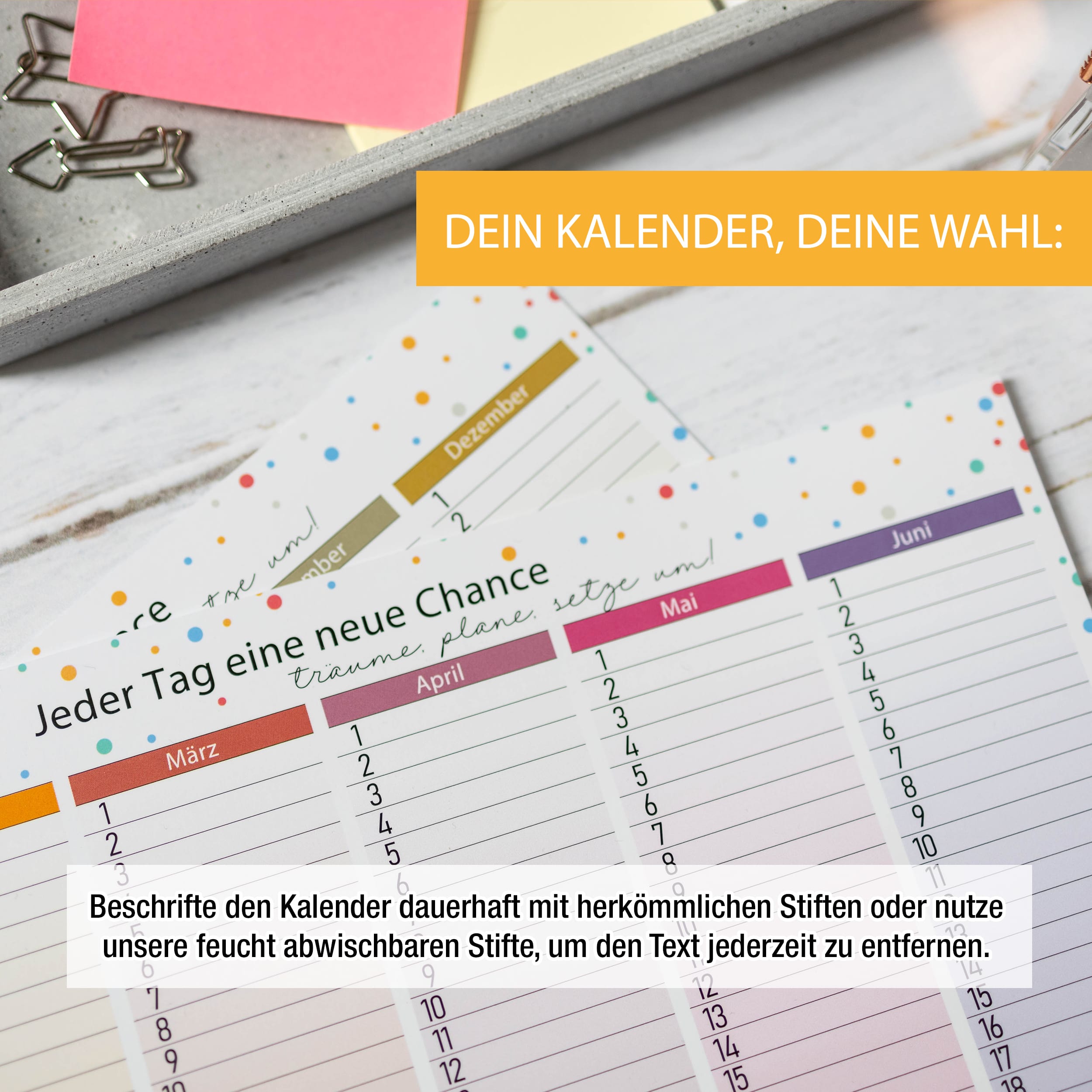 Immerwährend Kalender A4 "bunt" abwischbar Immerwährend Kalender A4 "bunt" abwischbar